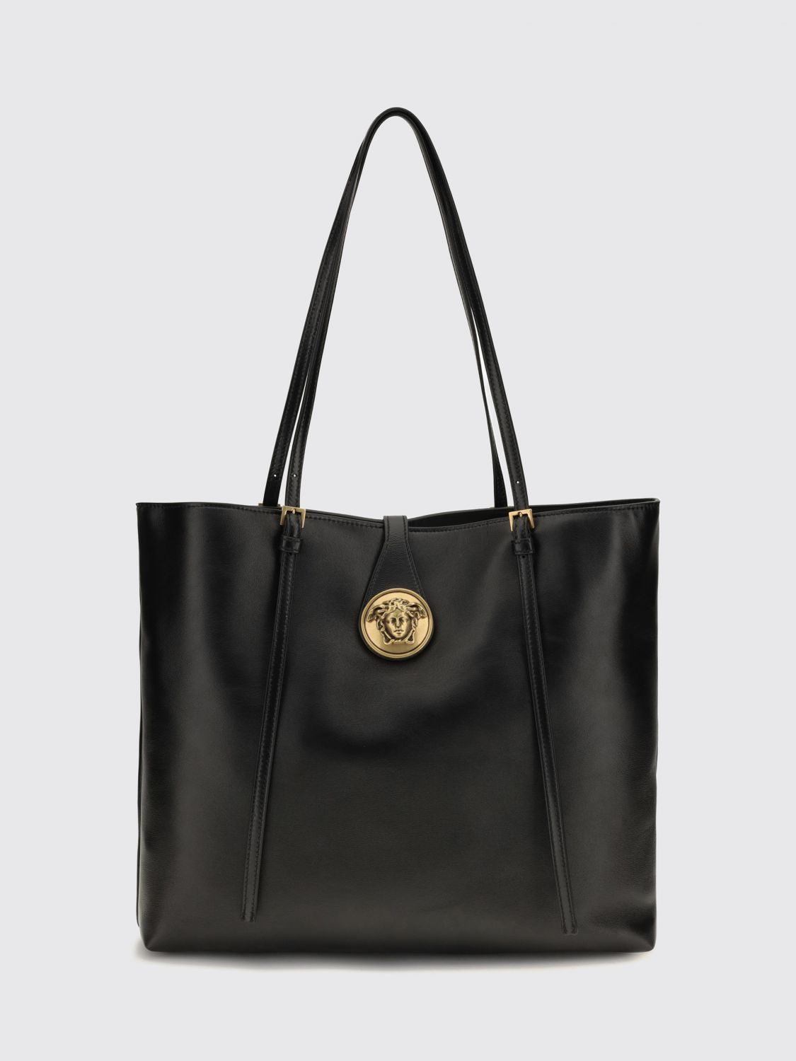 VERSACE Large Lambskin Leather Tote Bag with Medusa Logo VERSACE Large Lambskin Leather Tote Bag with Medusa Logo