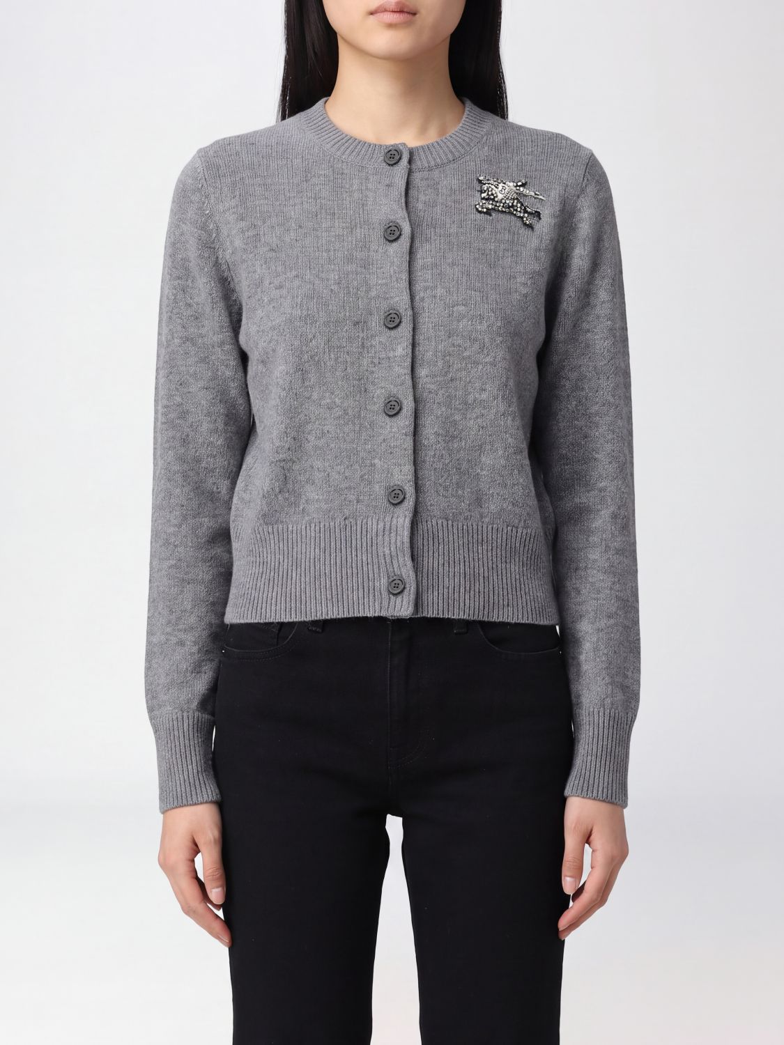 BURBERRY Cardigan aus Merinowolle und Kaschmir mit Strass-EKD-Logo