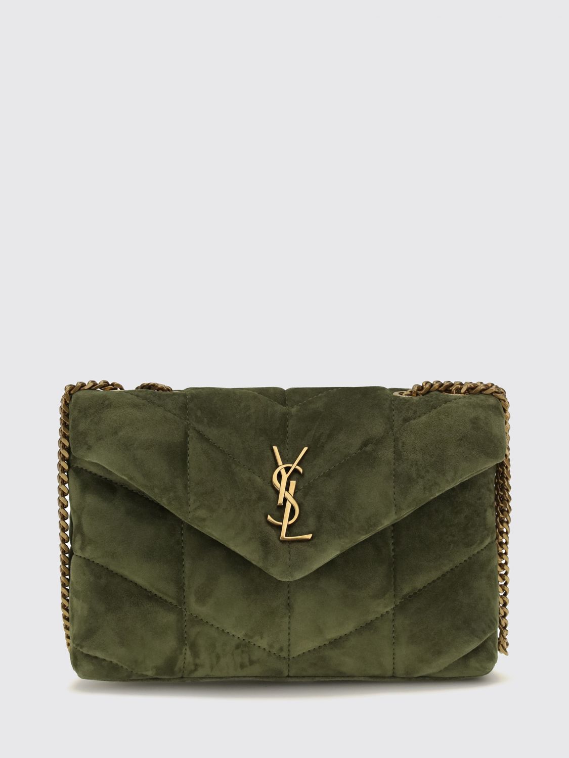 SAINT LAURENT Puffer Mini-Tasche aus gestepptem Kalbsleder mit YSL-Logo