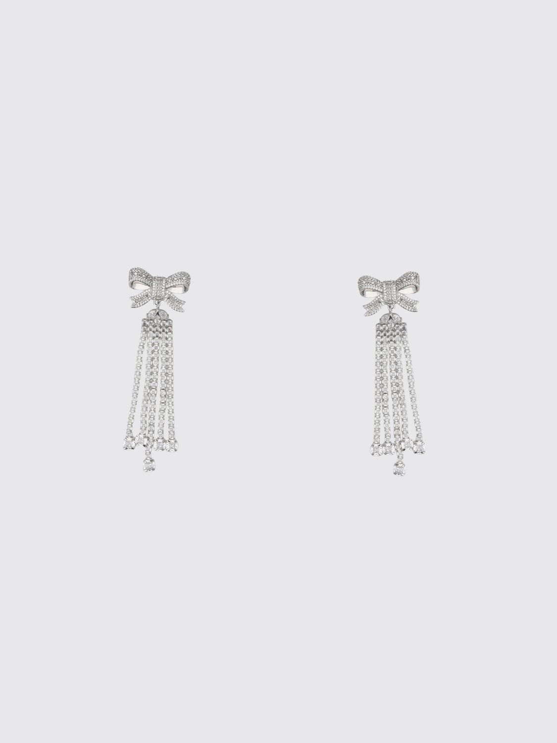SELF-PORTRAIT Chrome-Plated Brass Dangle Earrings with Rhinestones