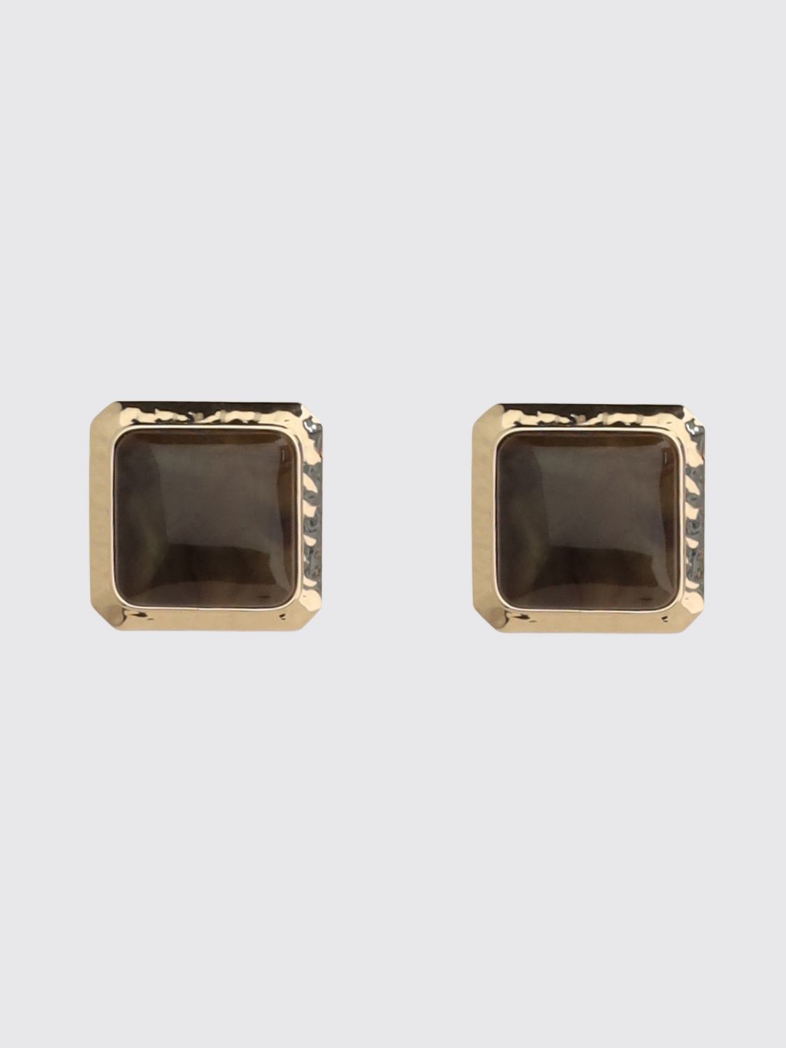 Self-Portrait Square Brass Button Earrings with Crystals