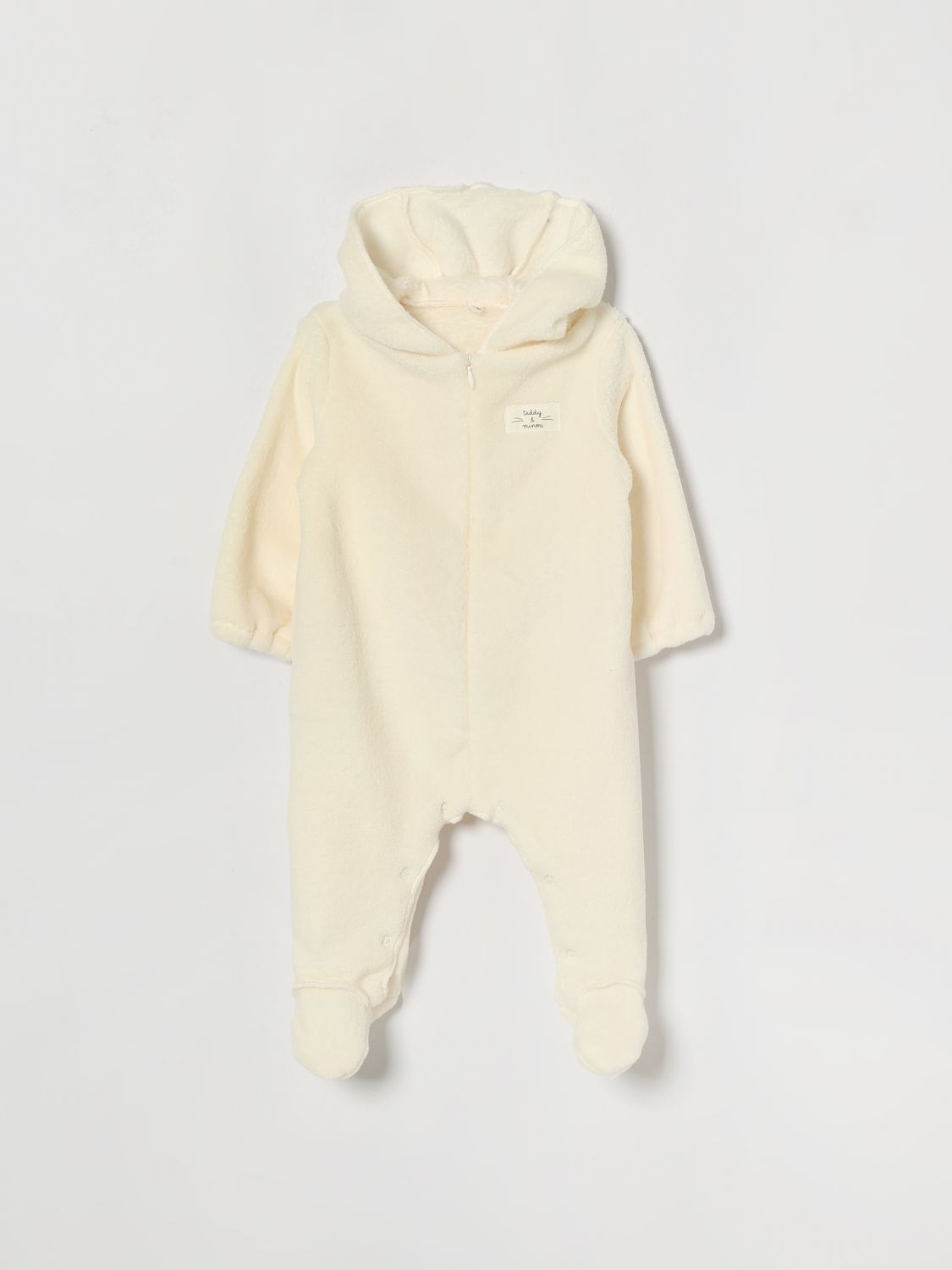TEDDY & MINOU Einteiler für Babys aus Fleece mit Kapuze und Füßen
