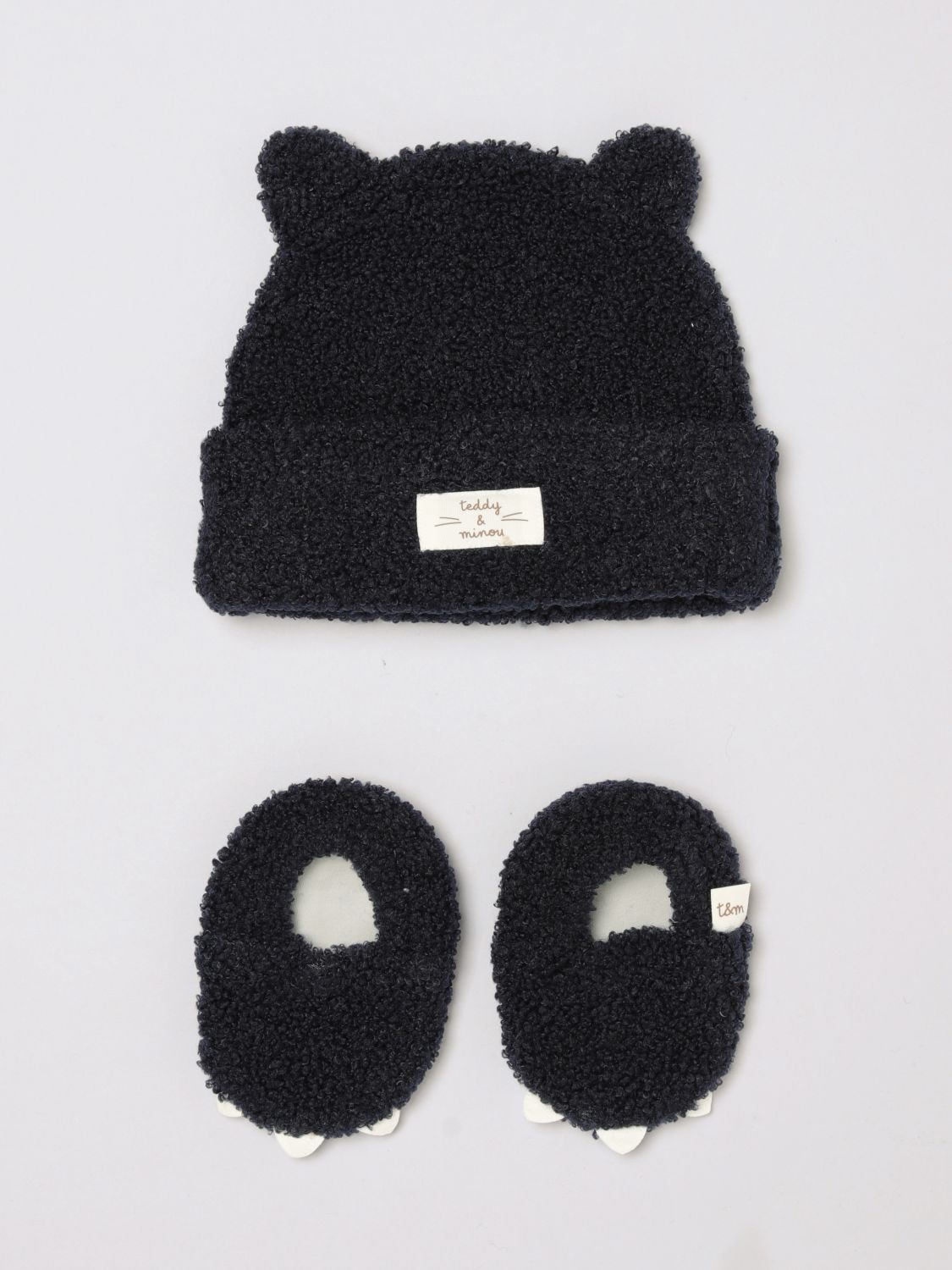 TEDDY & MINOU Set aus zwei Fleece-Babymützen mit aufgesetzten Ohren