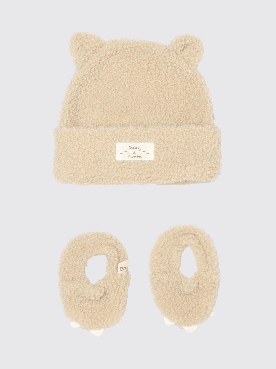 TEDDY & MINOU Set aus zwei Fleece-Babymützen mit aufgesetzten Ohren