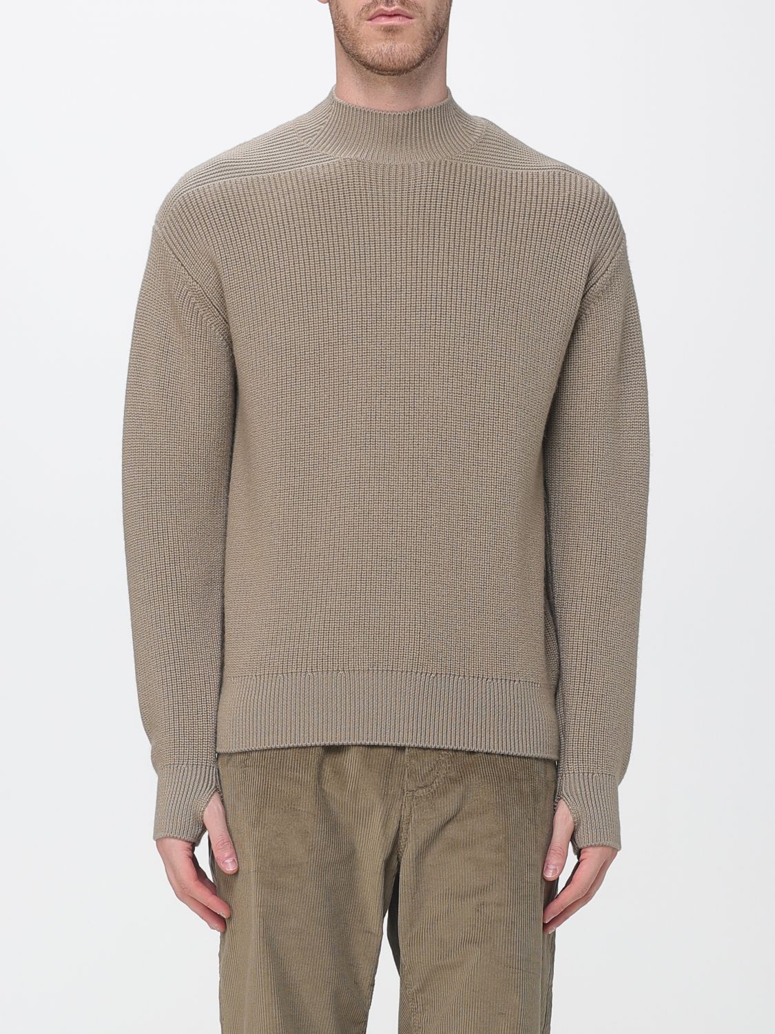 Paolo Pecora High-Neck Cotton Jumper with Dropped Shoulders
