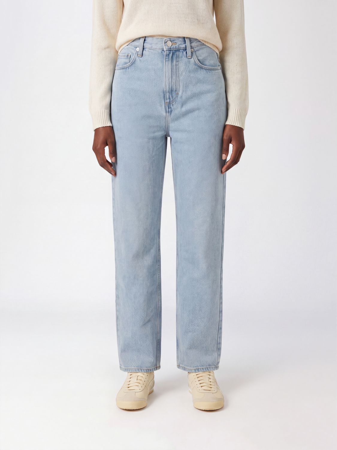 LOULOU DE SAISON Jude High-Waist-Jeans mit weitem Bein aus Baumwolldenim