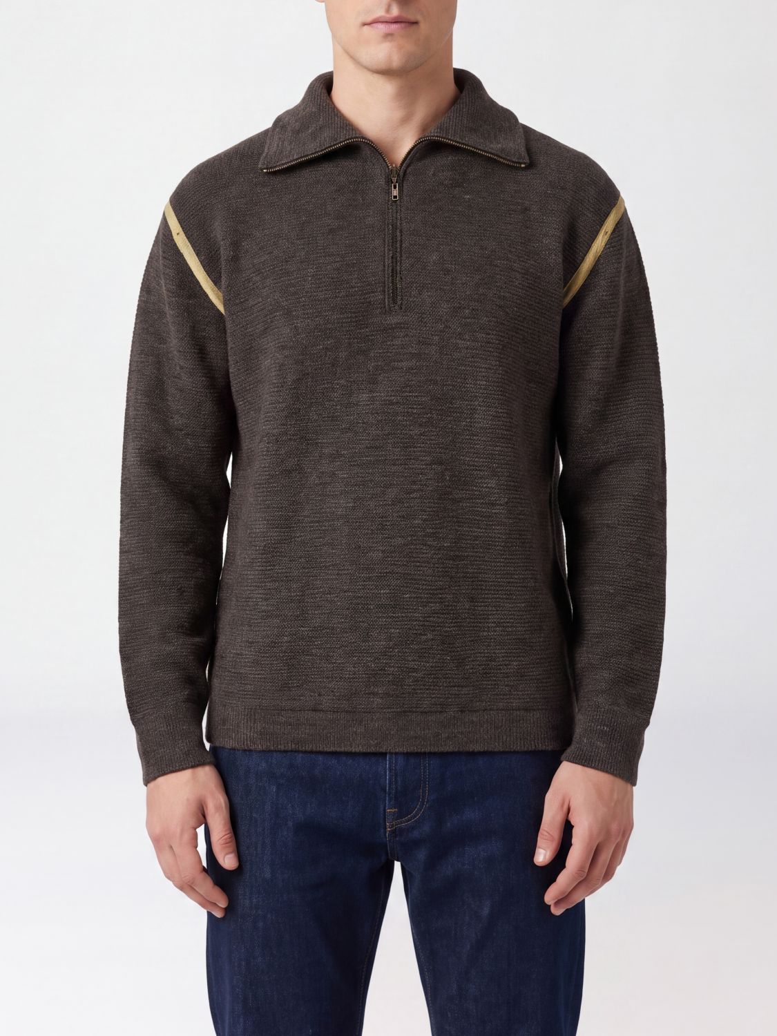 MAISON MARGIELA Pure Wool Jumper with Sailor Collar and Half-Zip