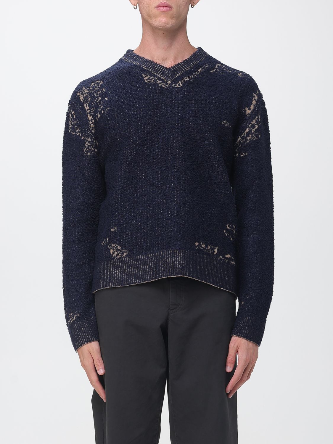 Maison Margiela Distressed Wool and Cotton V-Neck Jumper