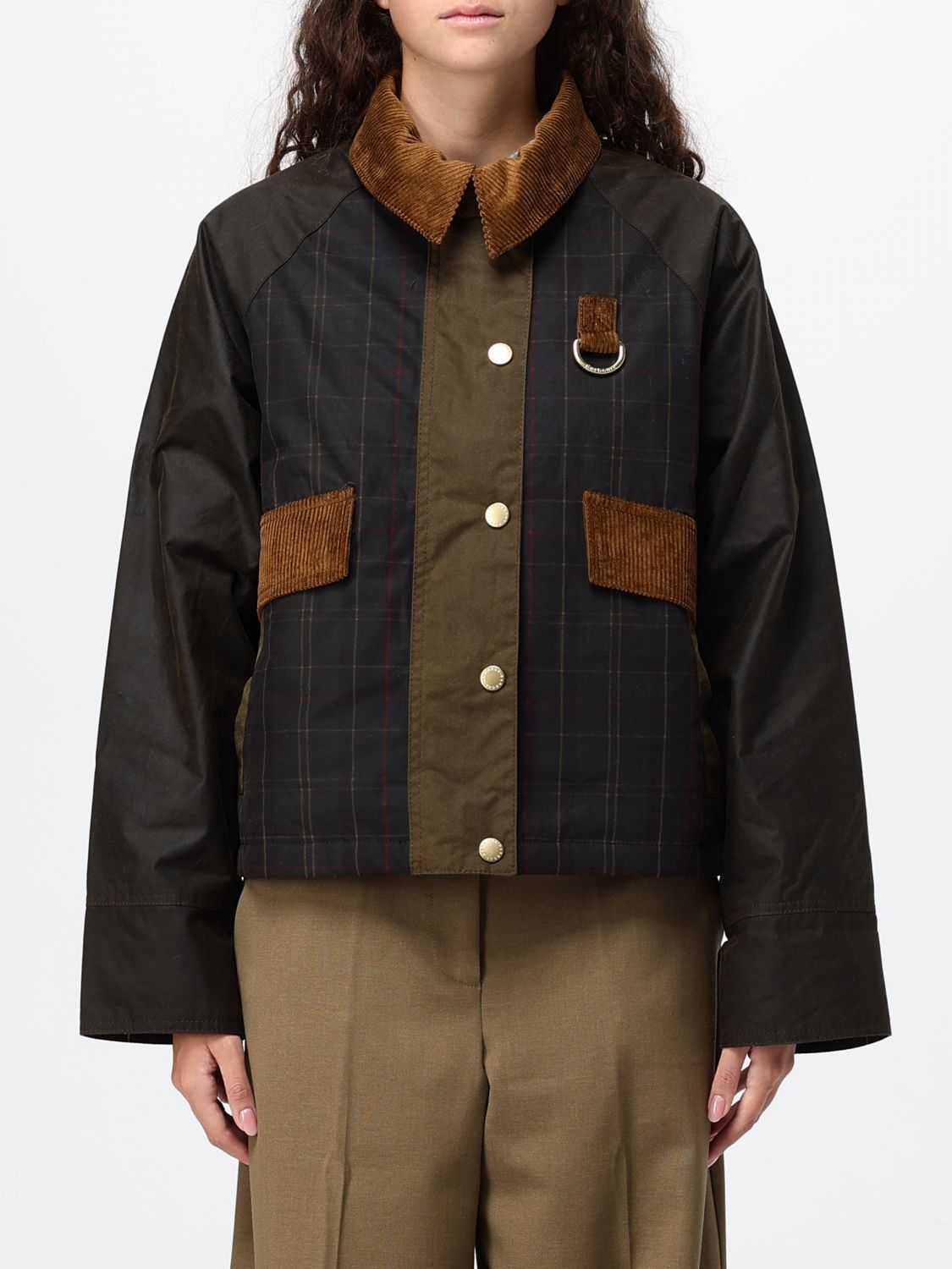 BARBOUR Irene Waxed Cotton Short Jacket with Velvet Collar BARBOUR Irene Waxed Cotton Short Jacket with Velvet Collar