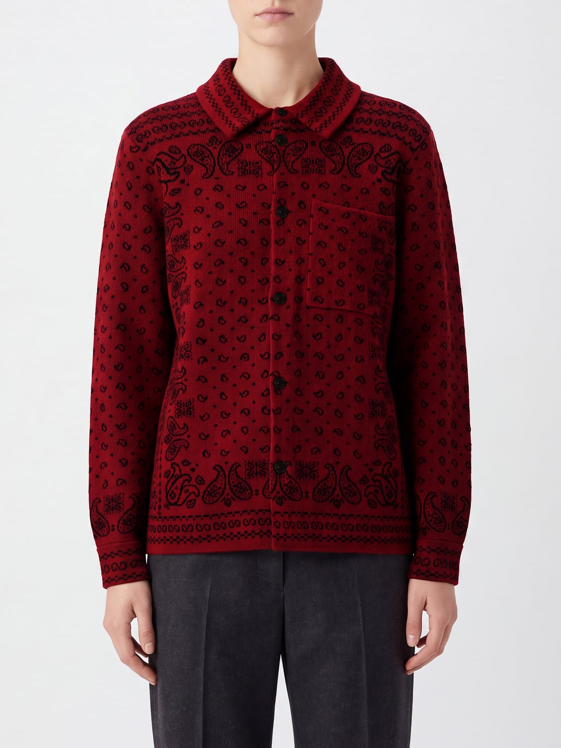 GUEST IN RESIDENCE Paisley-Print Cashmere Cardigan with Patch Pockets