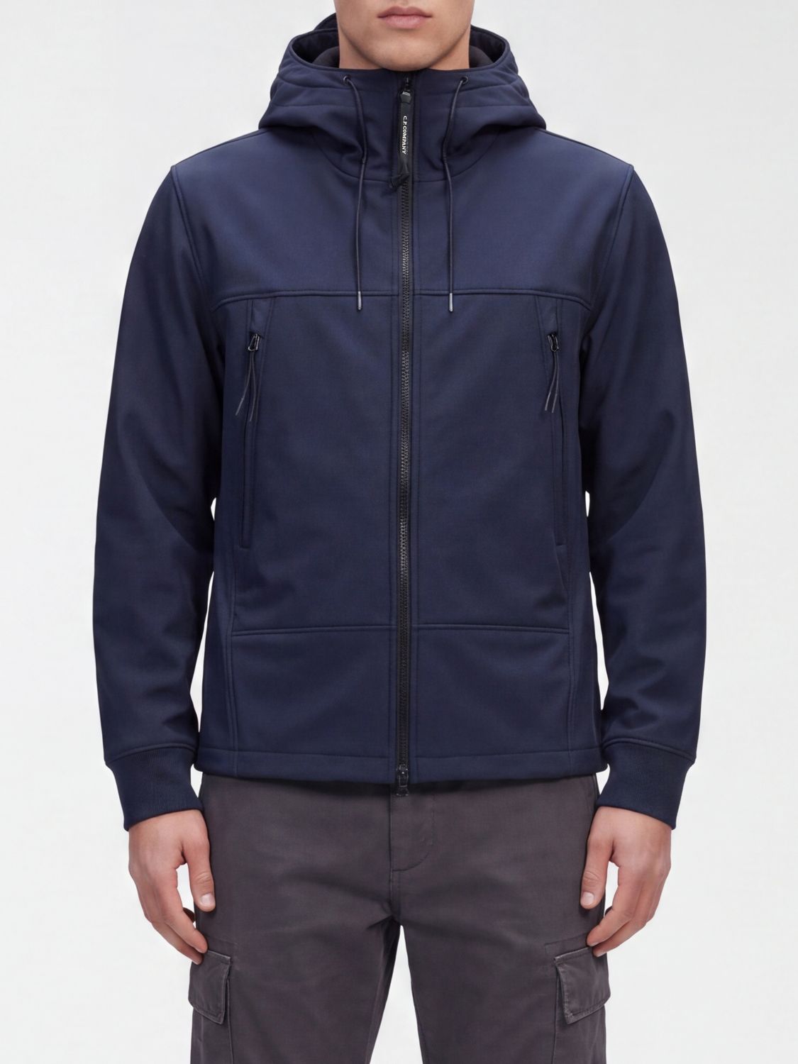 C.p. Company C. P. COMPANY Shell Softshell Hooded Jacket with Zip Closure