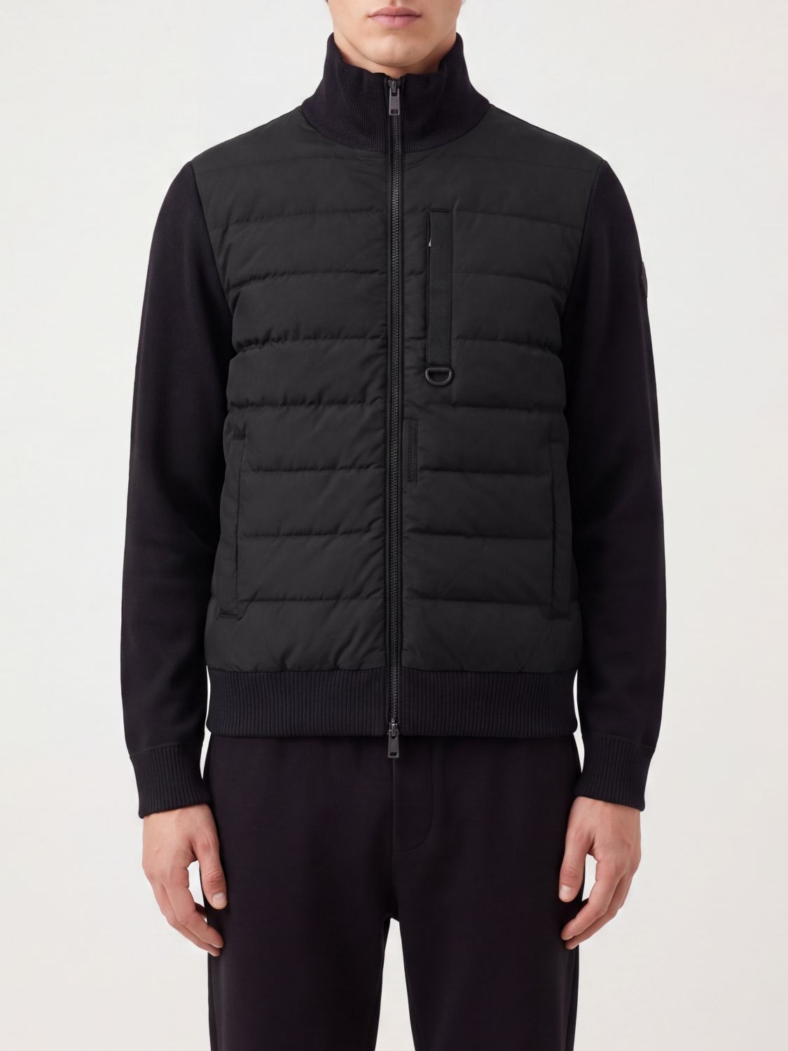 Moose Knuckles Puffer Jacket with Knit Panels and a Turtleneck Collar