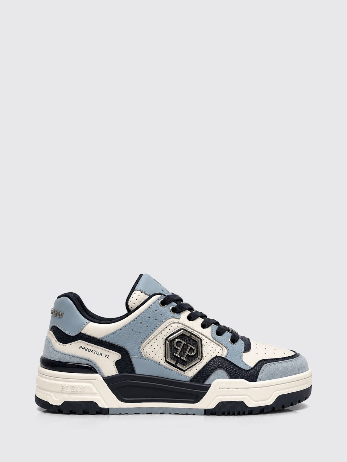 PHILIPP PLEIN Predator V2 Low-Top Leather Trainers with Hexagon Logo PHILIPP PLEIN Predator V2 Low-Top Leather Trainers with Hexagon Logo