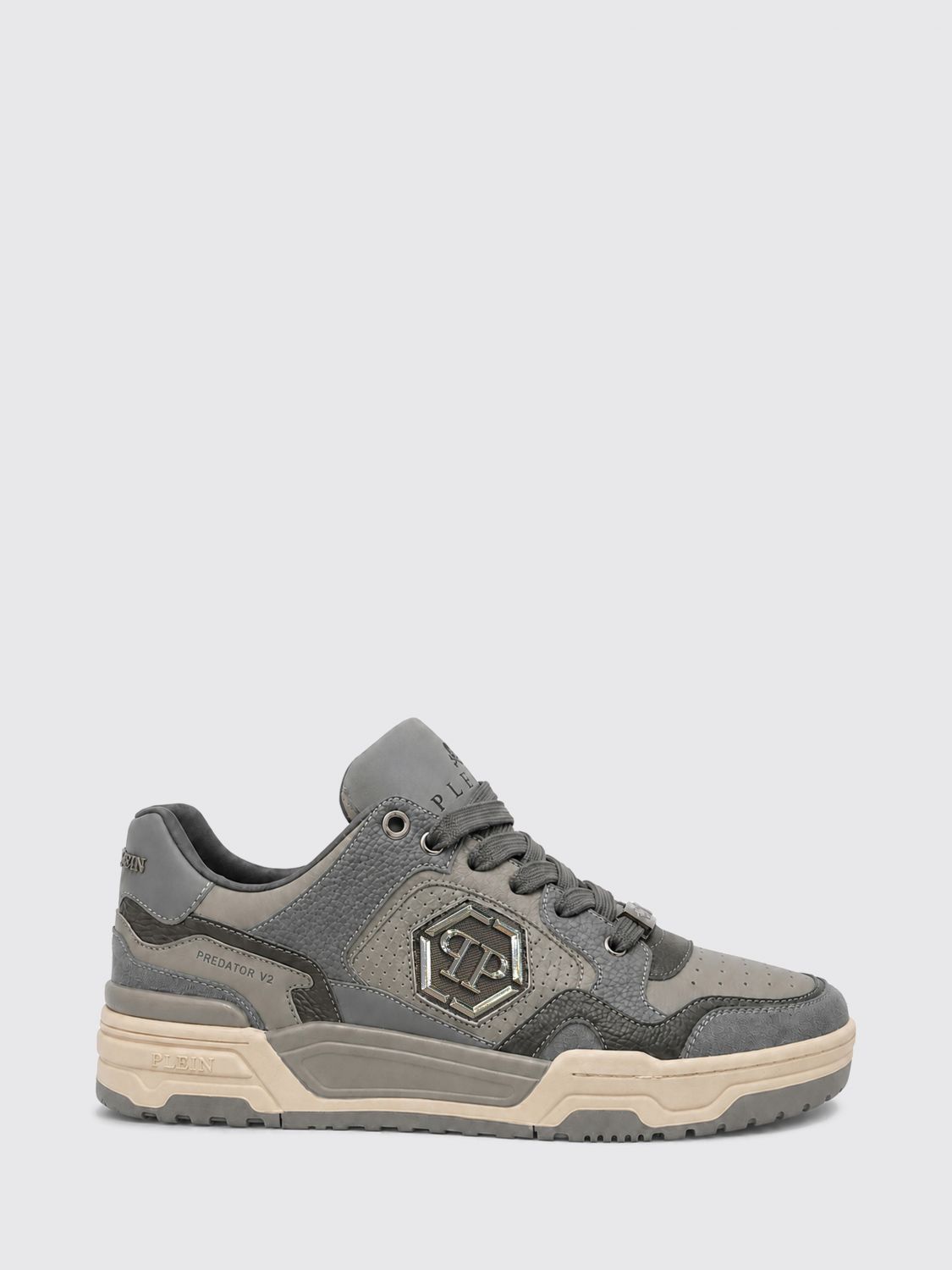 PHILIPP PLEIN Predator V2 Low-Top Leather Trainers with Hexagon Logo PHILIPP PLEIN Predator V2 Low-Top Leather Trainers with Hexagon Logo