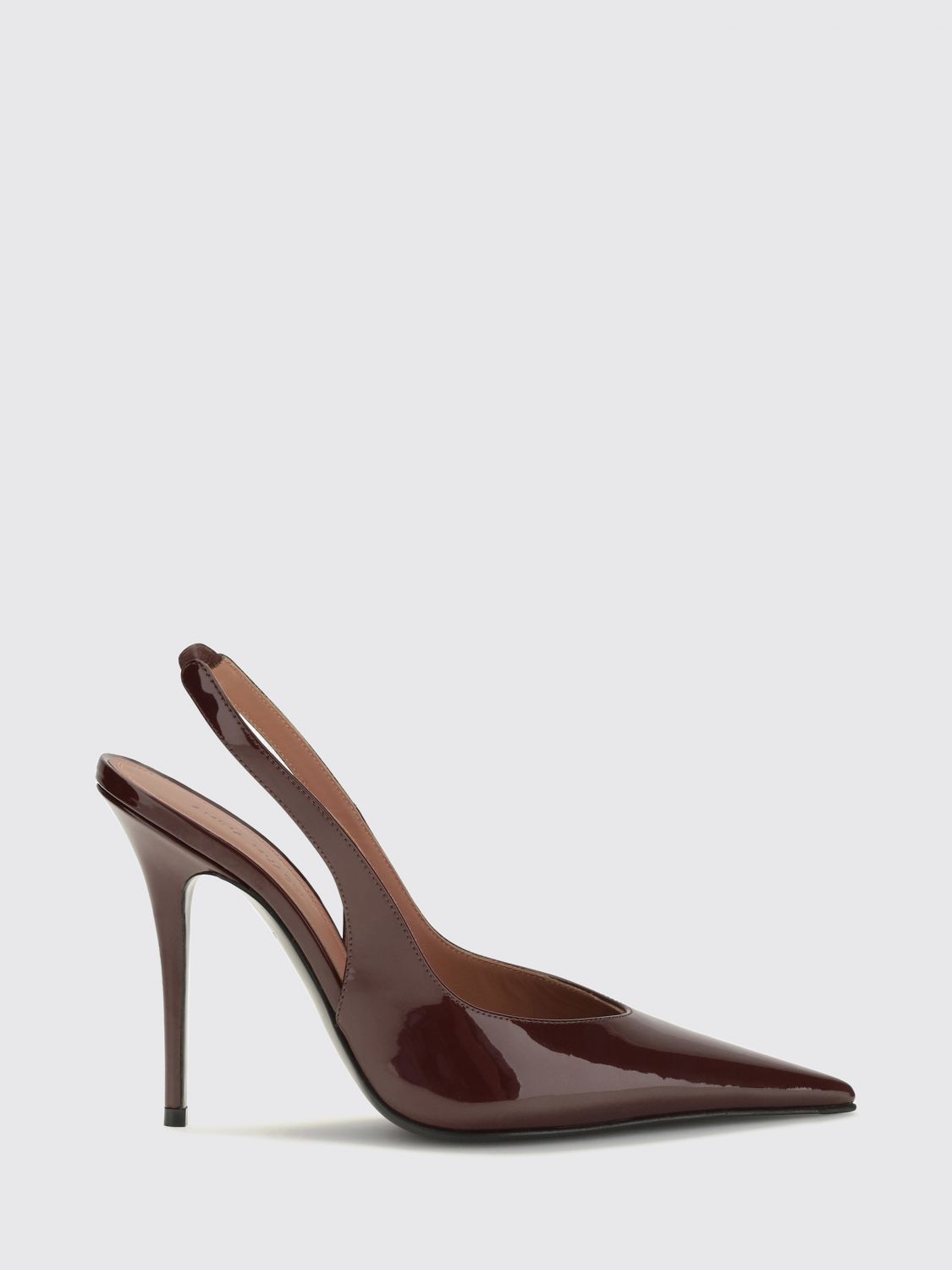 Amina Muaddi Anok Patent Leather Slingback Pumps with Stiletto Heel