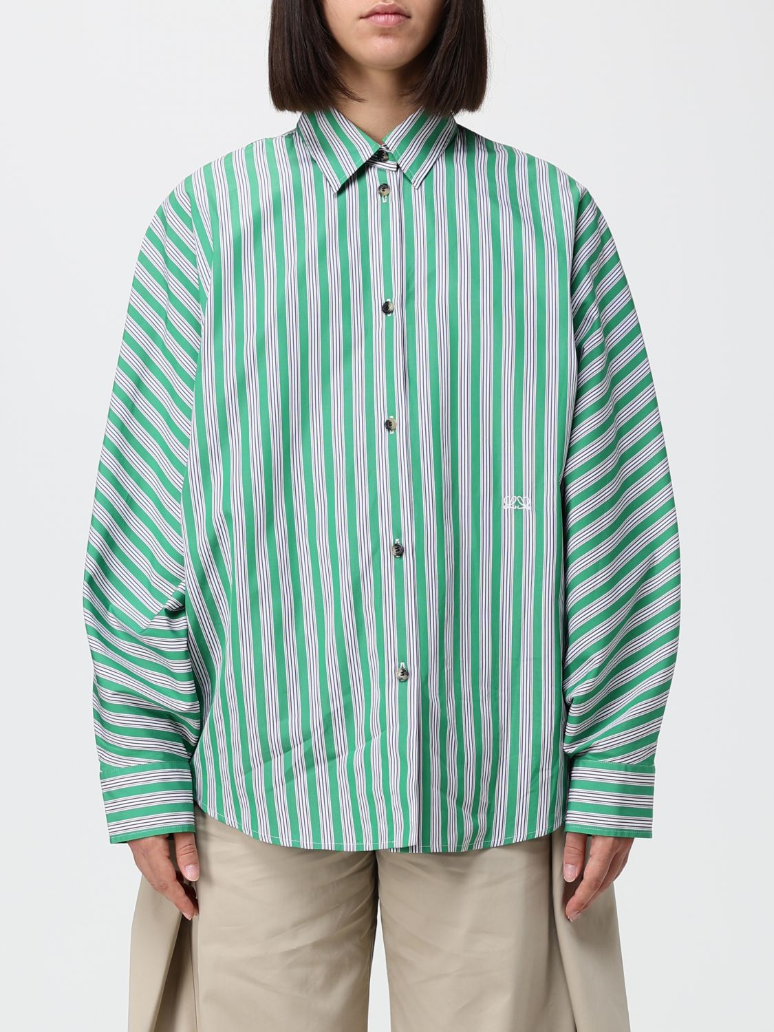 LOEWE Camicia a righe in cotone relaxed fit con logo ricamato