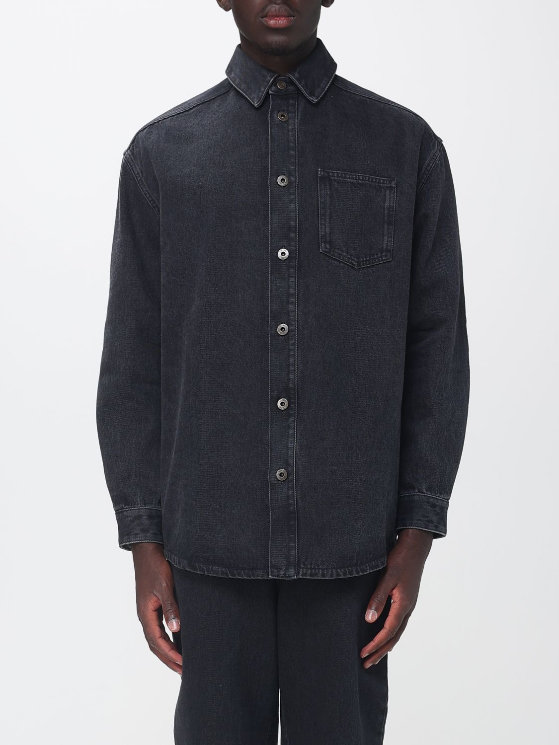Loewe Cotton Denim Shirt Jacket with a Classic Collar and Patch Pockets