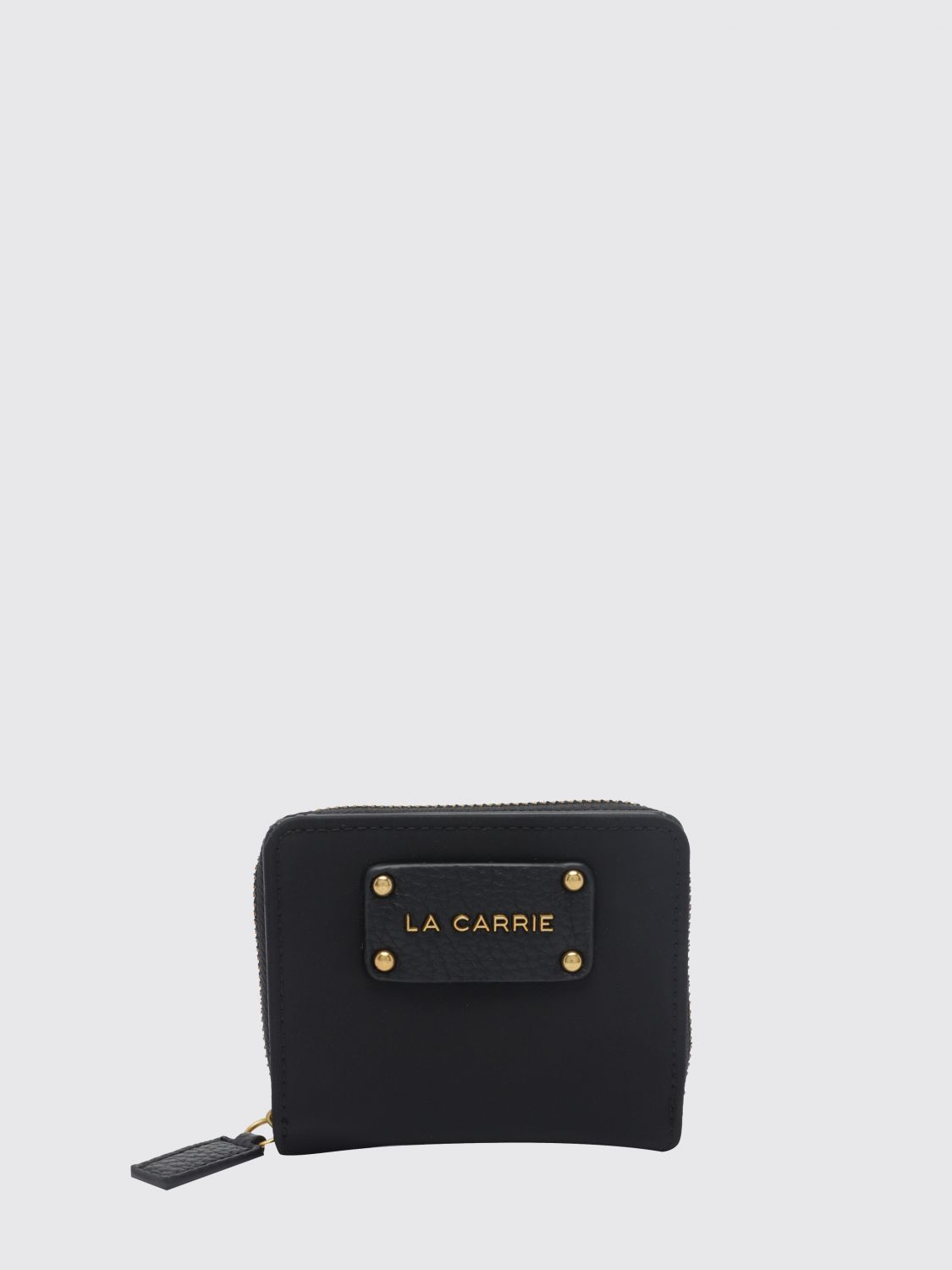 LA CARRIE Bifold Wallet in Grained Faux Leather with Metallic Logo