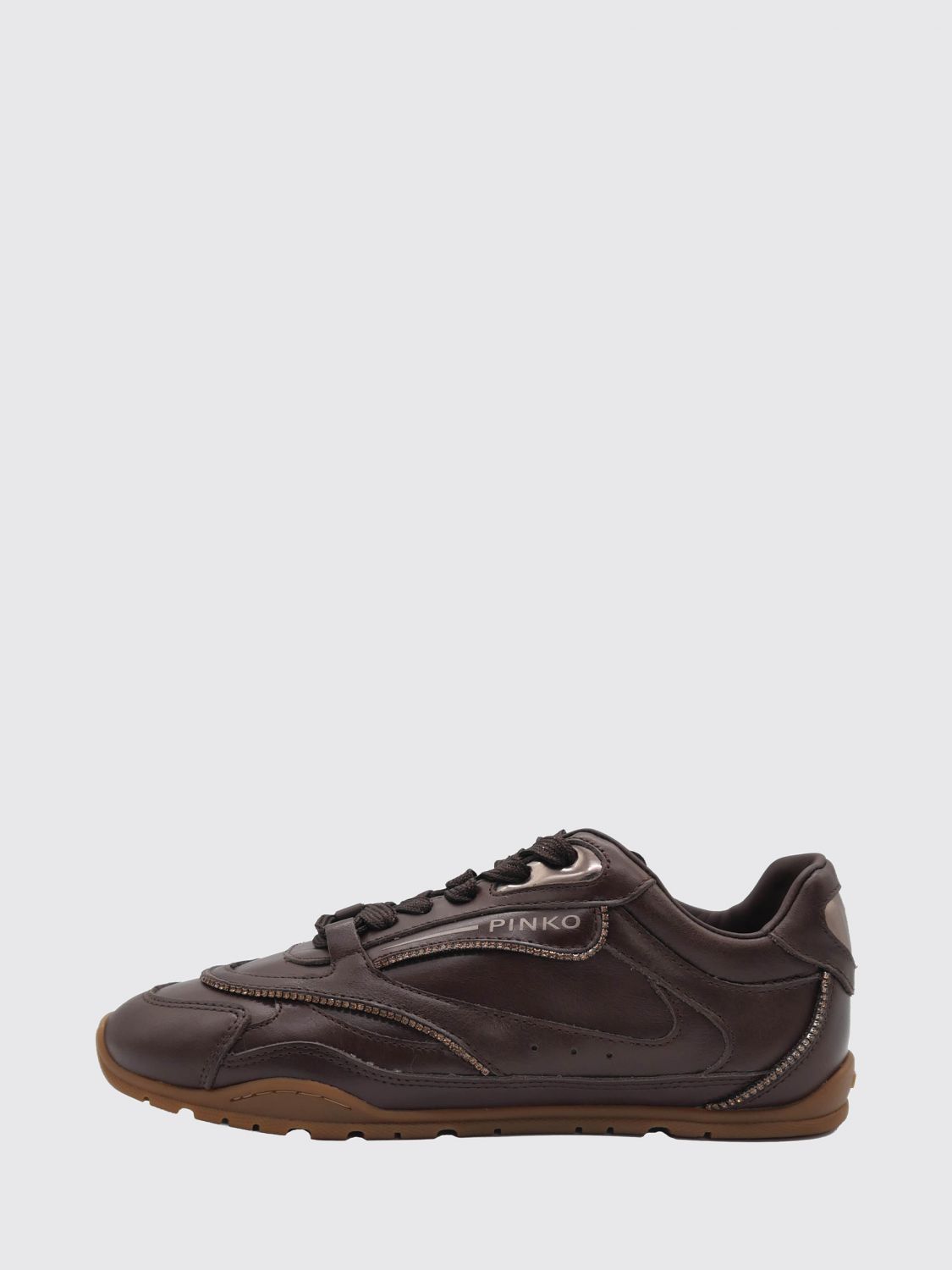 PINKO Sneakers Yulia low top in pelle con logo stampato e caviglia imbottita
