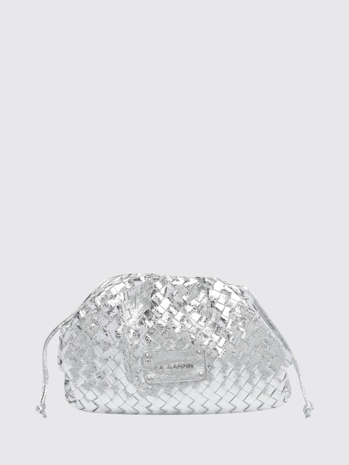 LA CARRIE Mini-Bucket-Bag aus geflochtenem Leder mit Kordelzugverschluss