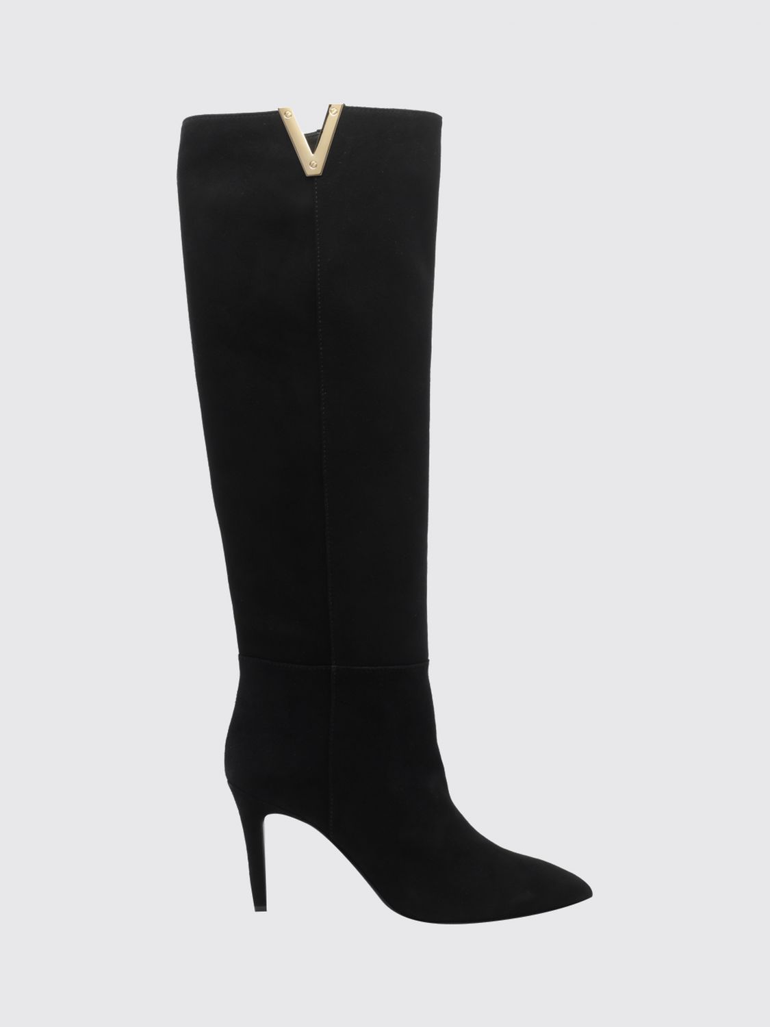 Via Roma 15 Suede Knee-High Boots with Stiletto Heel