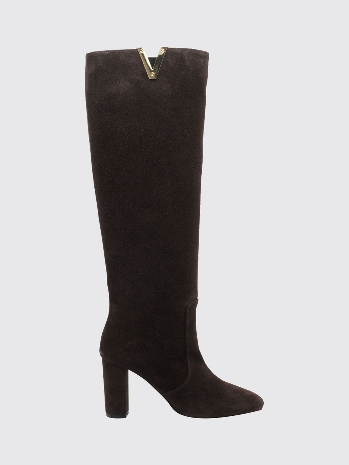 Via Roma 15 Suede High Boots with Heel and Almond Toe