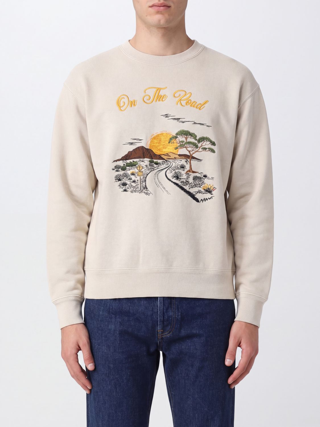ISABEL MARANT Crewneck Sweatshirt in Cotton Blend with Graphic and Slogan Print