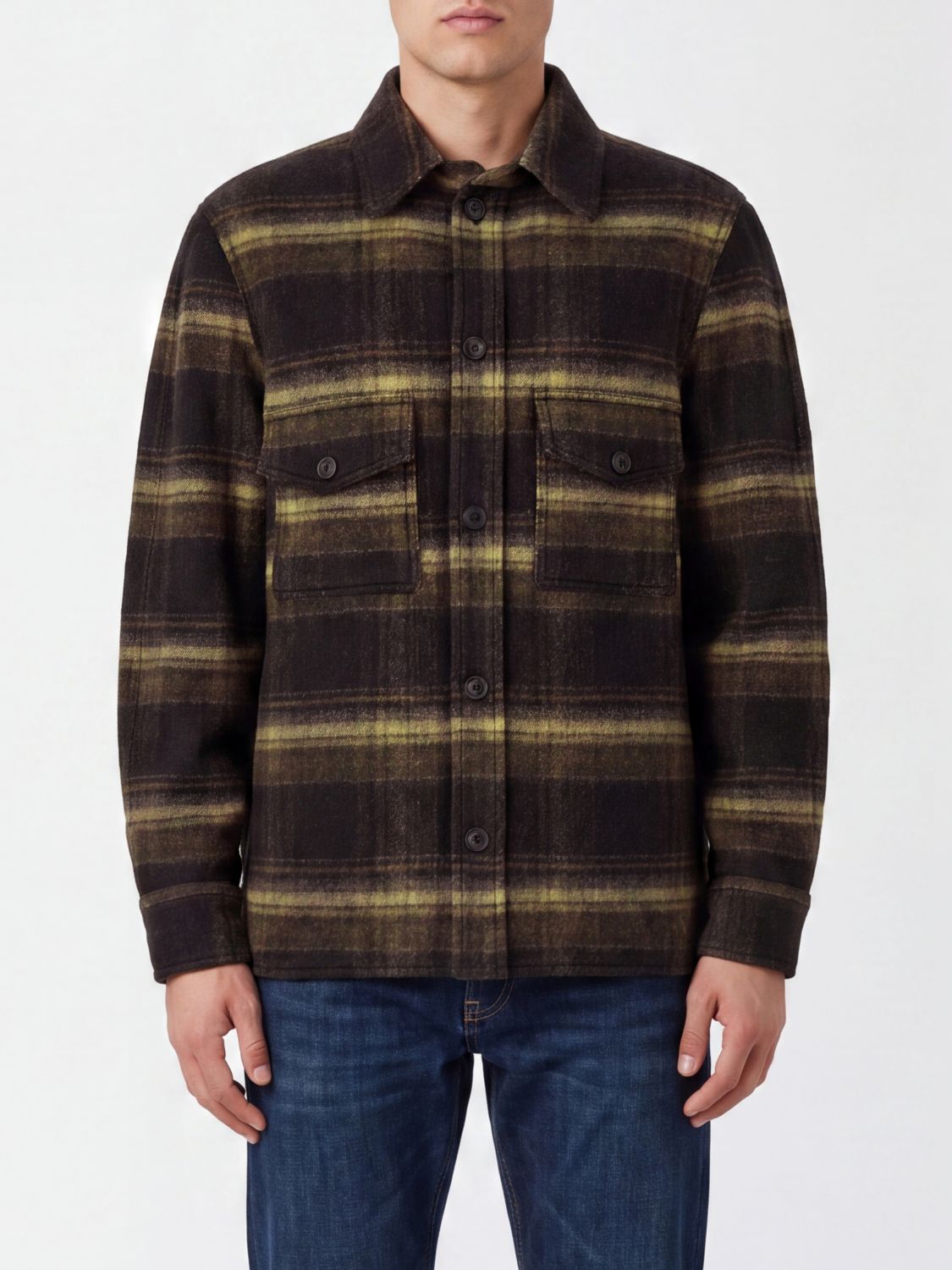ISABEL MARANT Kervon Striped Wool-Blend Shirt Jacket with Patch Pockets
