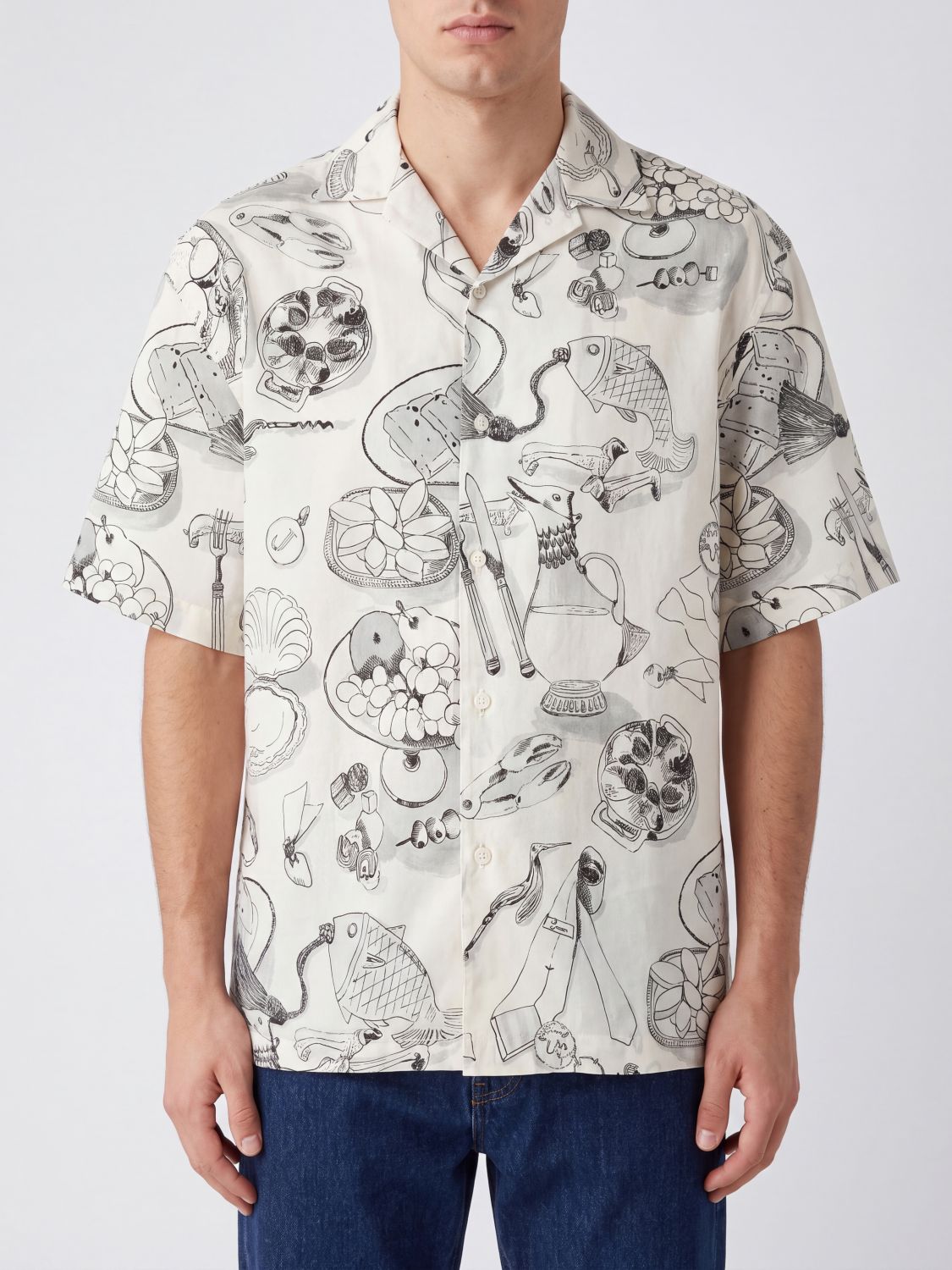 JACQUEMUS The Cocktail Graphic-Print Linen-Blend Cuban Collar Shirt