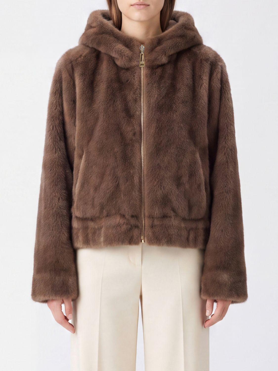 LIU JO Kapuzenjacke aus Kunstpelz mit Reißverschluss