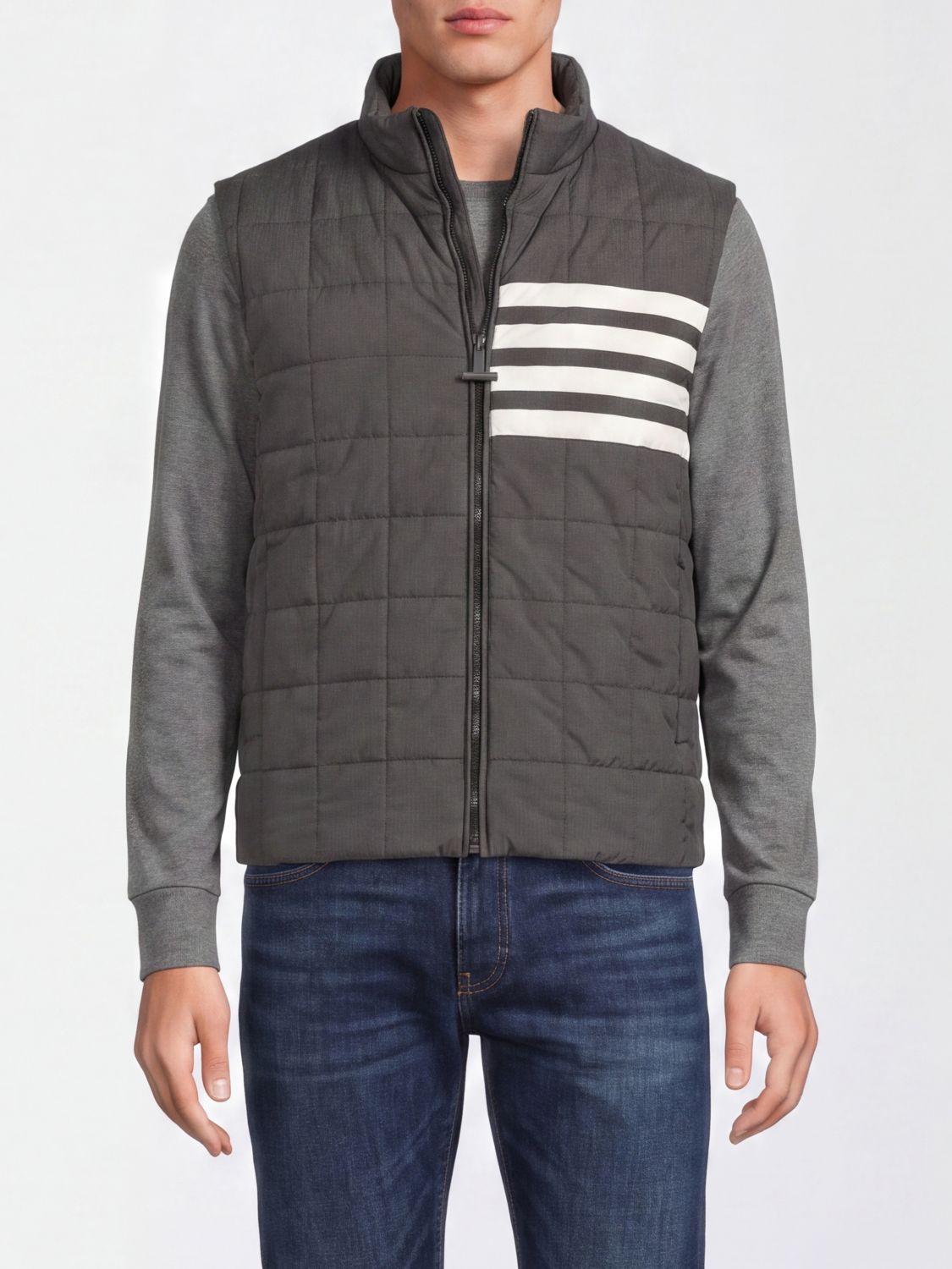 Thom Browne Quilted Tech Fabric Gilet with 4-Bar Motif and High Neck