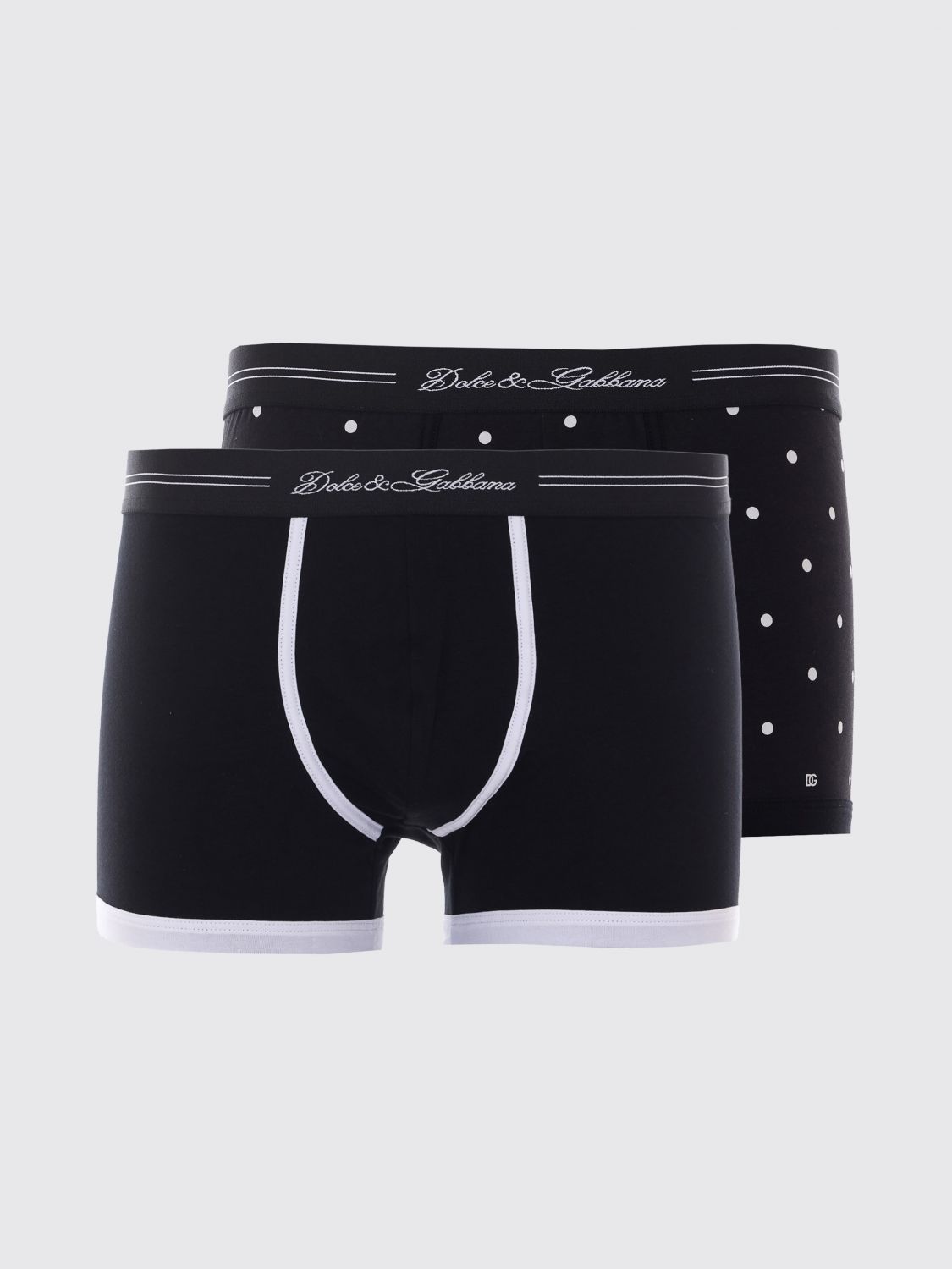 DOLCE & GABBANA Zweier-Set gepunktete Stretch-Baumwoll-Trunks von