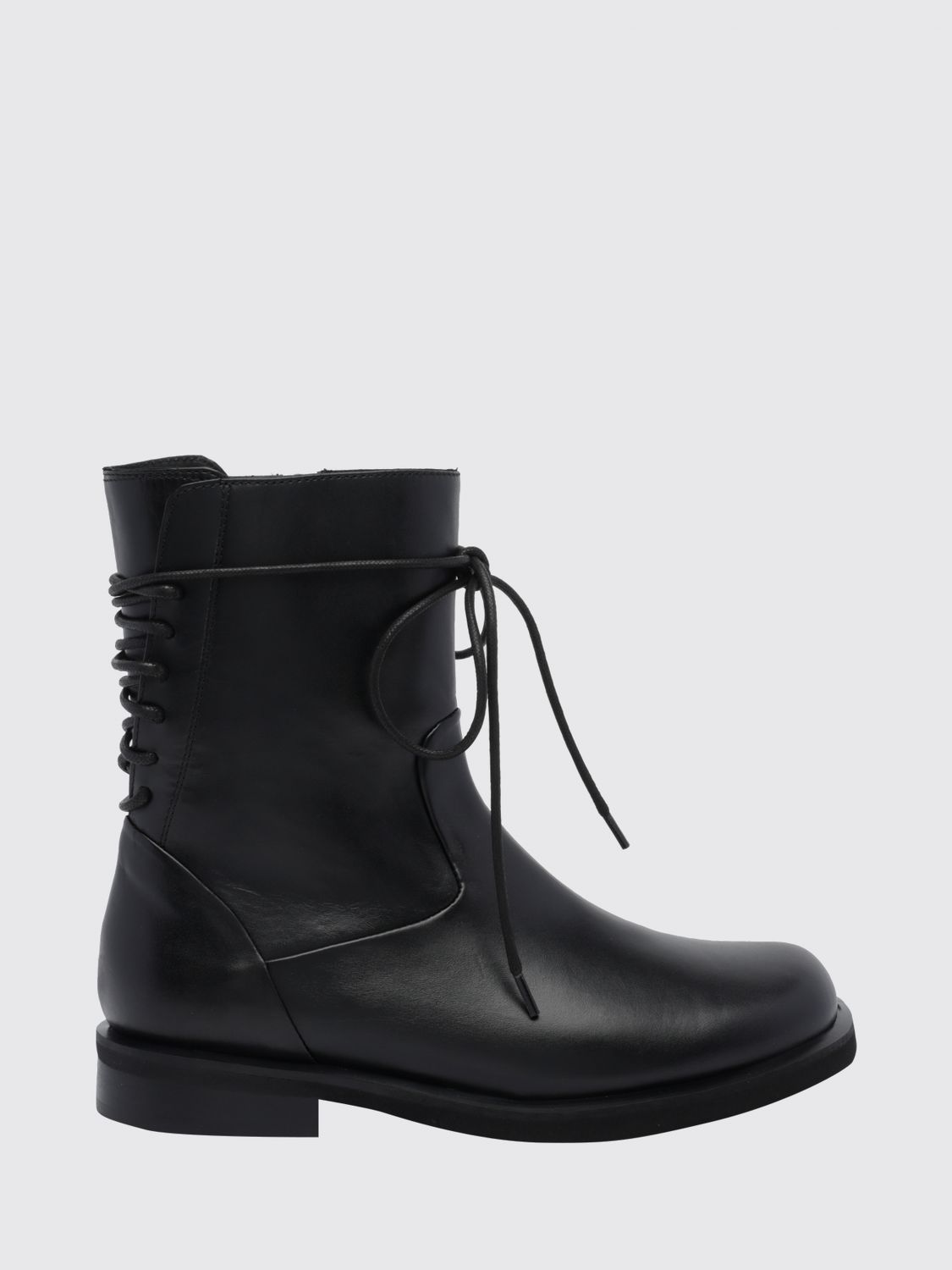 Poeve Smooth Calfskin Biker Boots with Adjustable Straps and Side Zip
