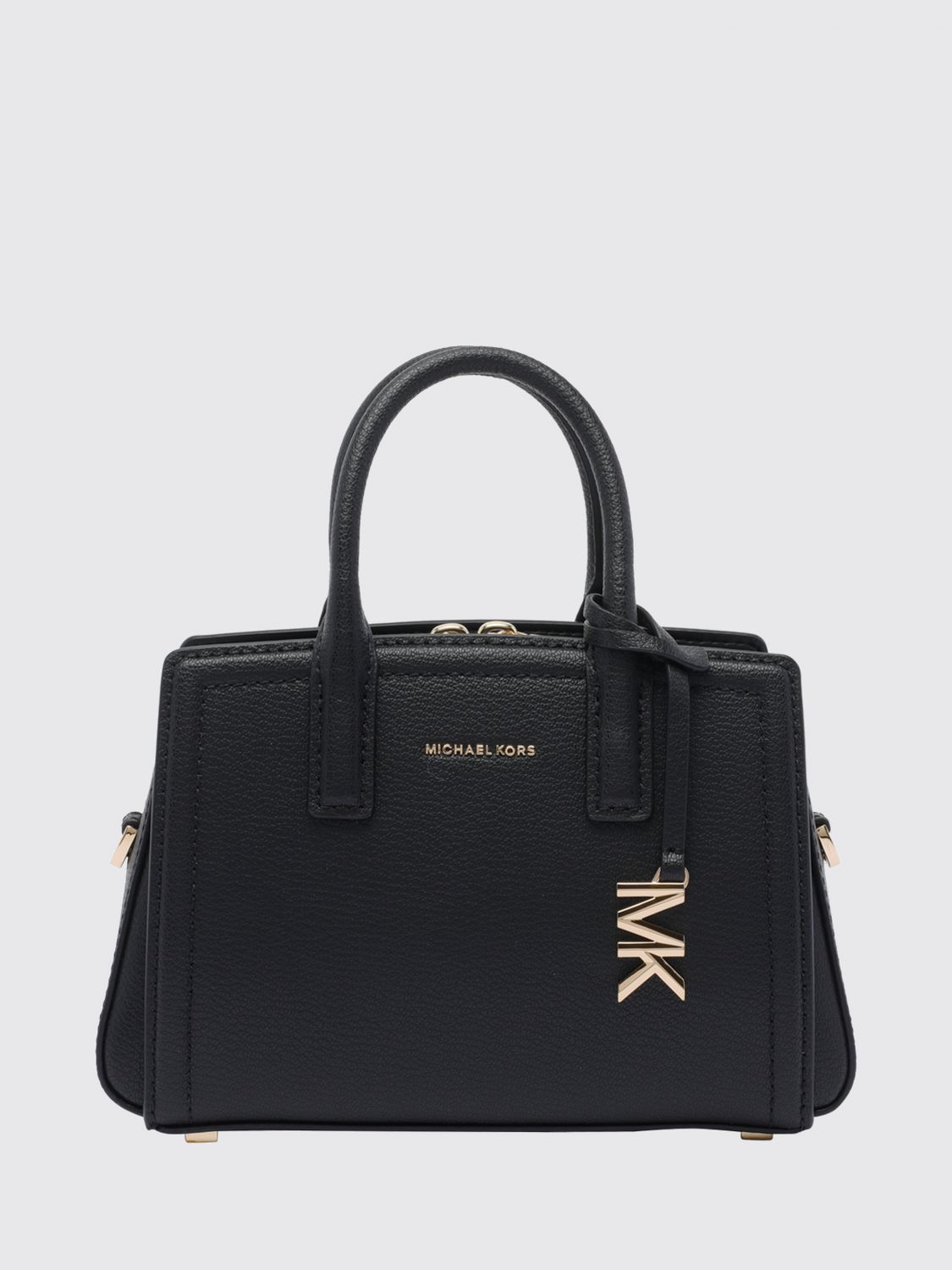 Michael Kors Laila Leather Mini Handbag with Double Handle and Logo Charm Michael Kors Laila Leather Mini Handbag with Double Handle and Logo Charm