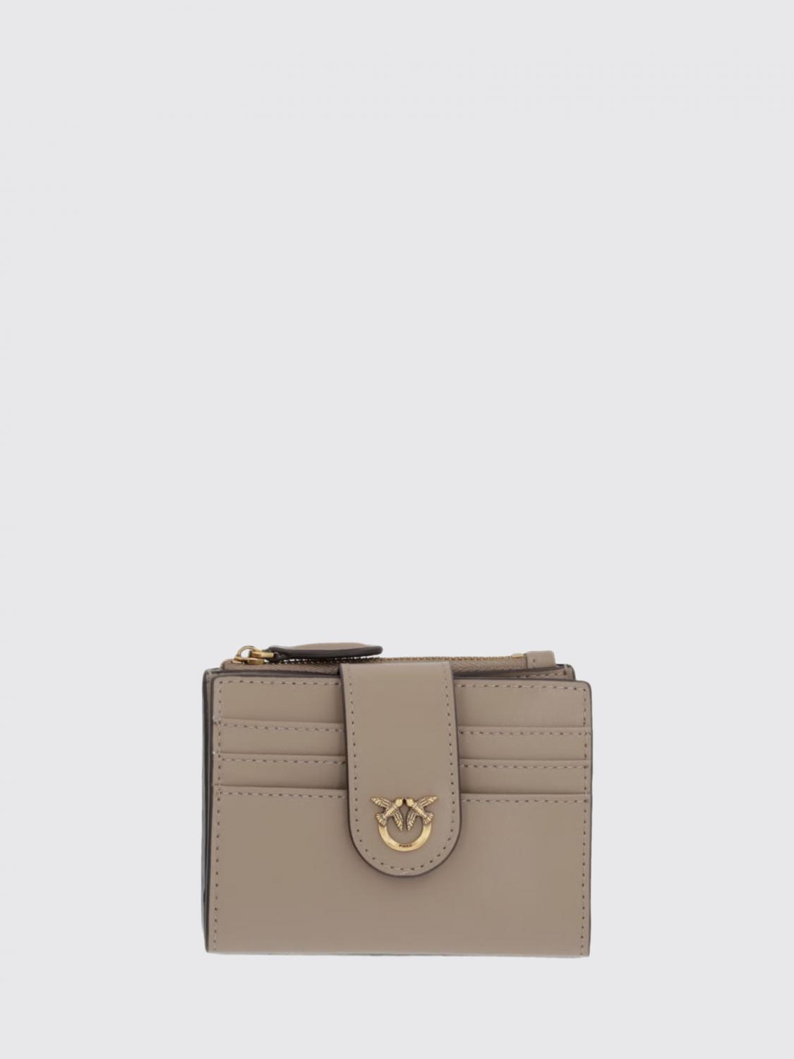 PINKO Portafoglio piccolo in pelle liscia con logo Love Birds metallico