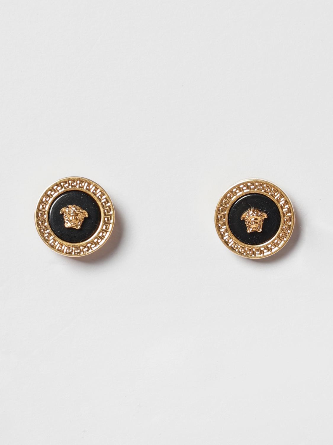 Versace Medusa Stud Earrings in Metal with Greca Motif · OS