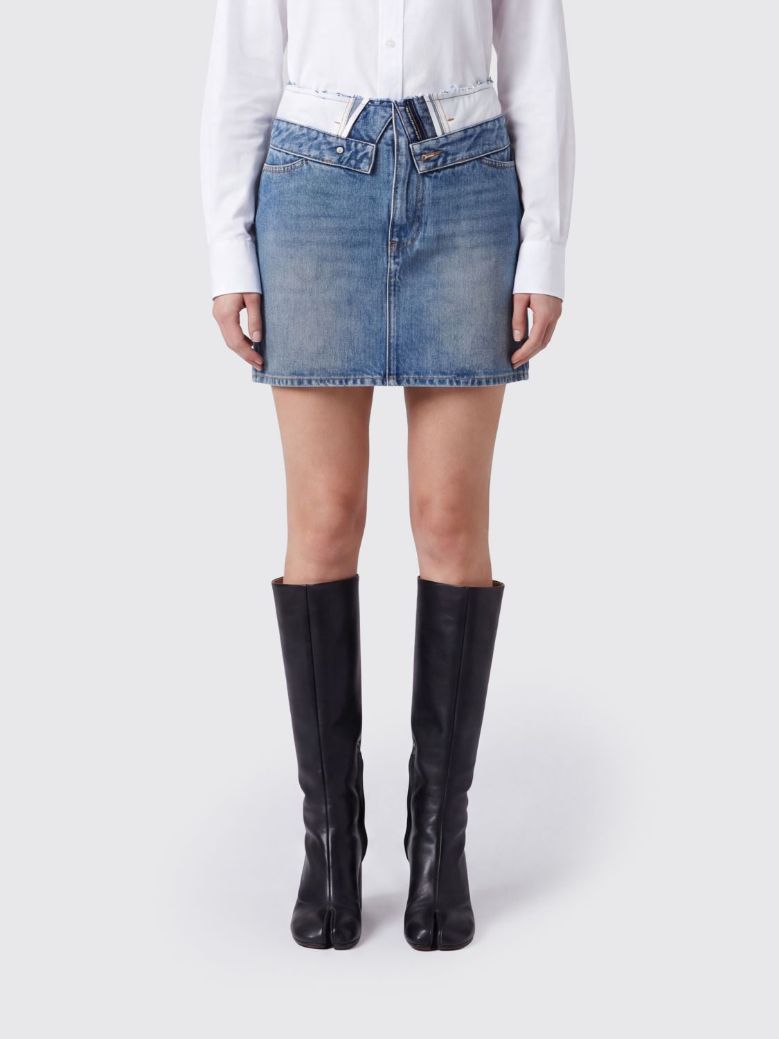 MM6 MAISON MARGIELA Hoch taillierter Bleistift-Minirock aus Baumwoll-Denim
