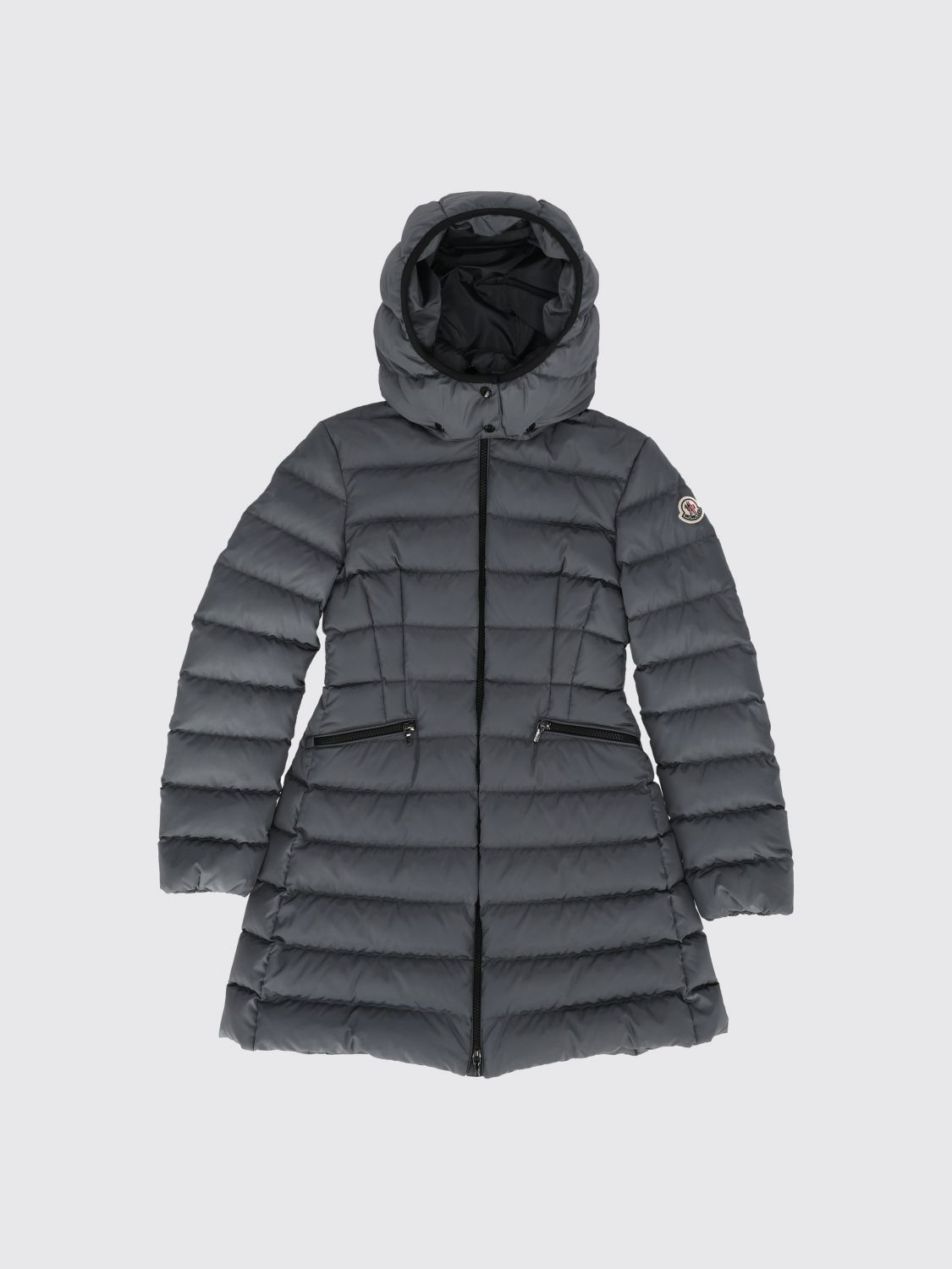 MONCLER Lange Nylon-Daunenjacke Charpal für Mädchen mit Kapuze