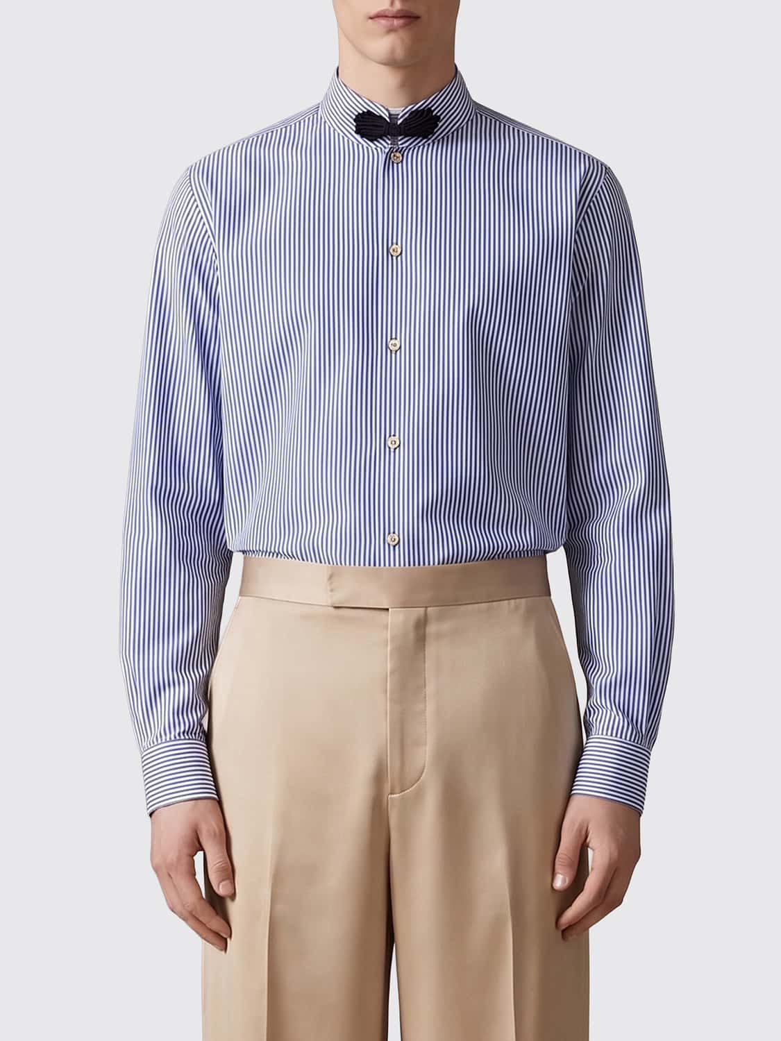 Valentino Garavani Striped Poplin Shirt with Band Collar