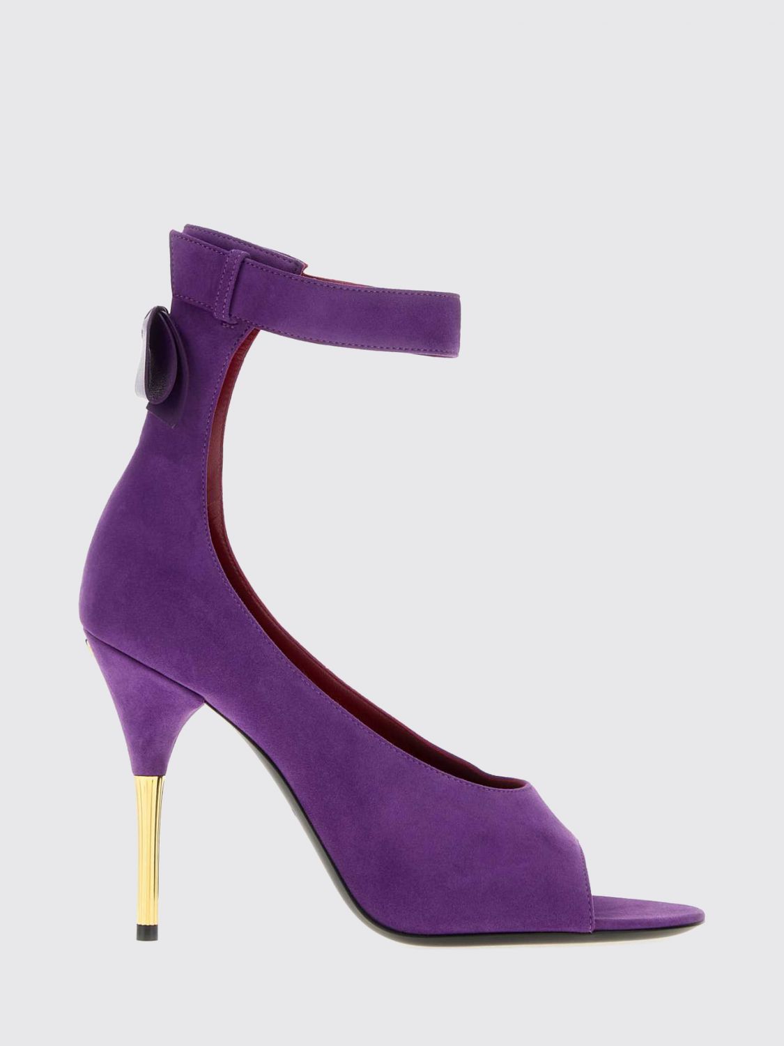 VALENTINO GARAVANI Sandali Fatale in camoscio con tacco alto e fiocco peep-toe
