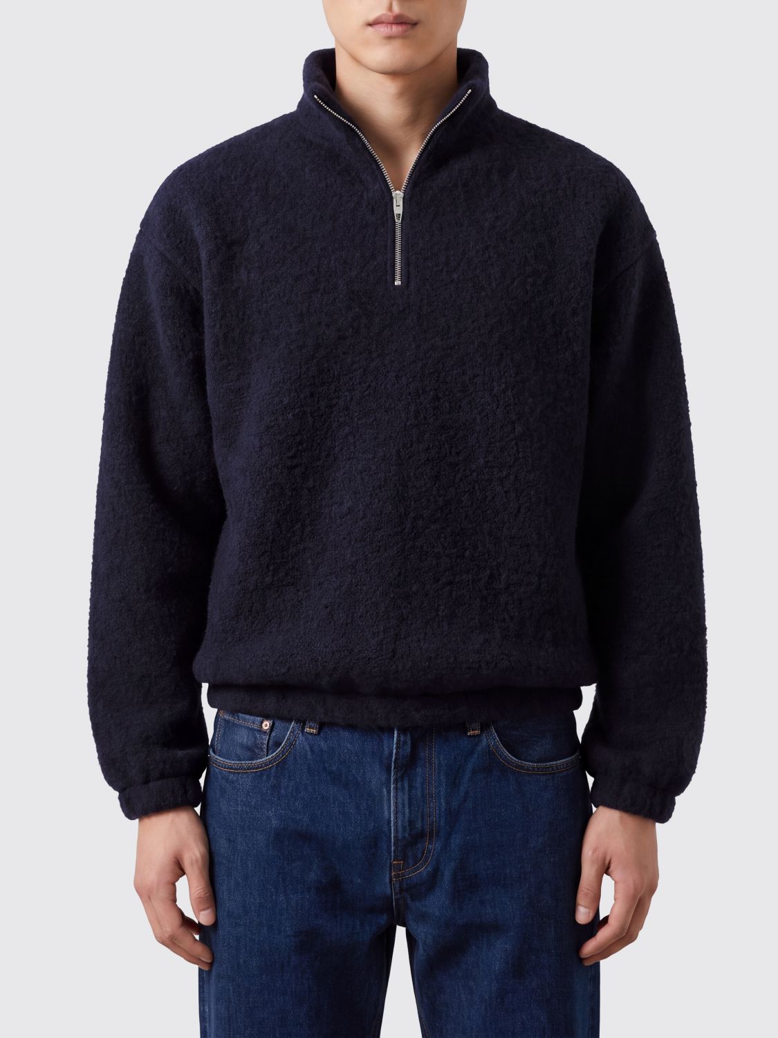 JIL SANDER Maglia a collo alto in misto lana con chiusura a mezza zip