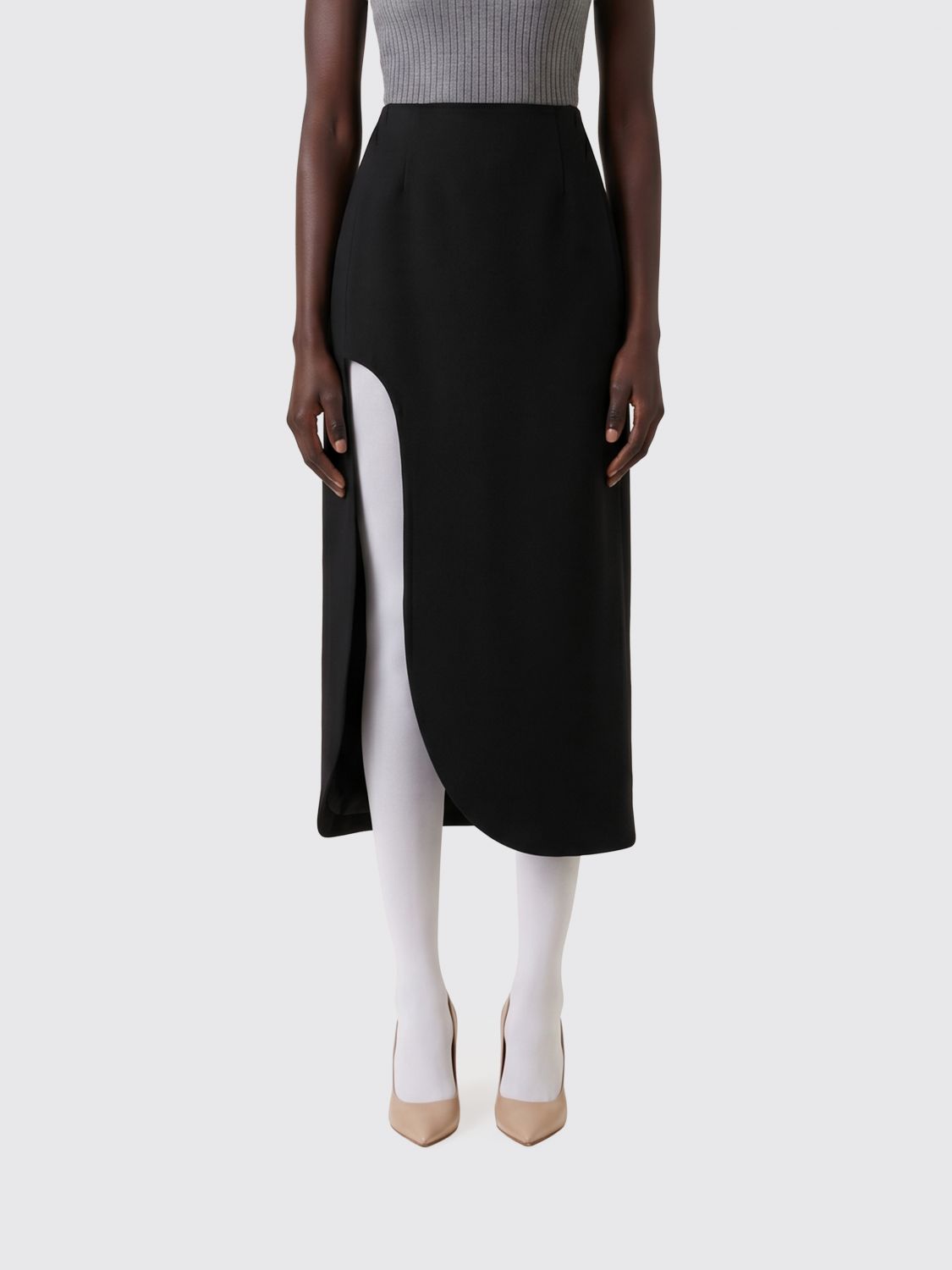 JIL SANDER High-Waisted Asymmetric Virgin Wool Midi Skirt with Slim Fit