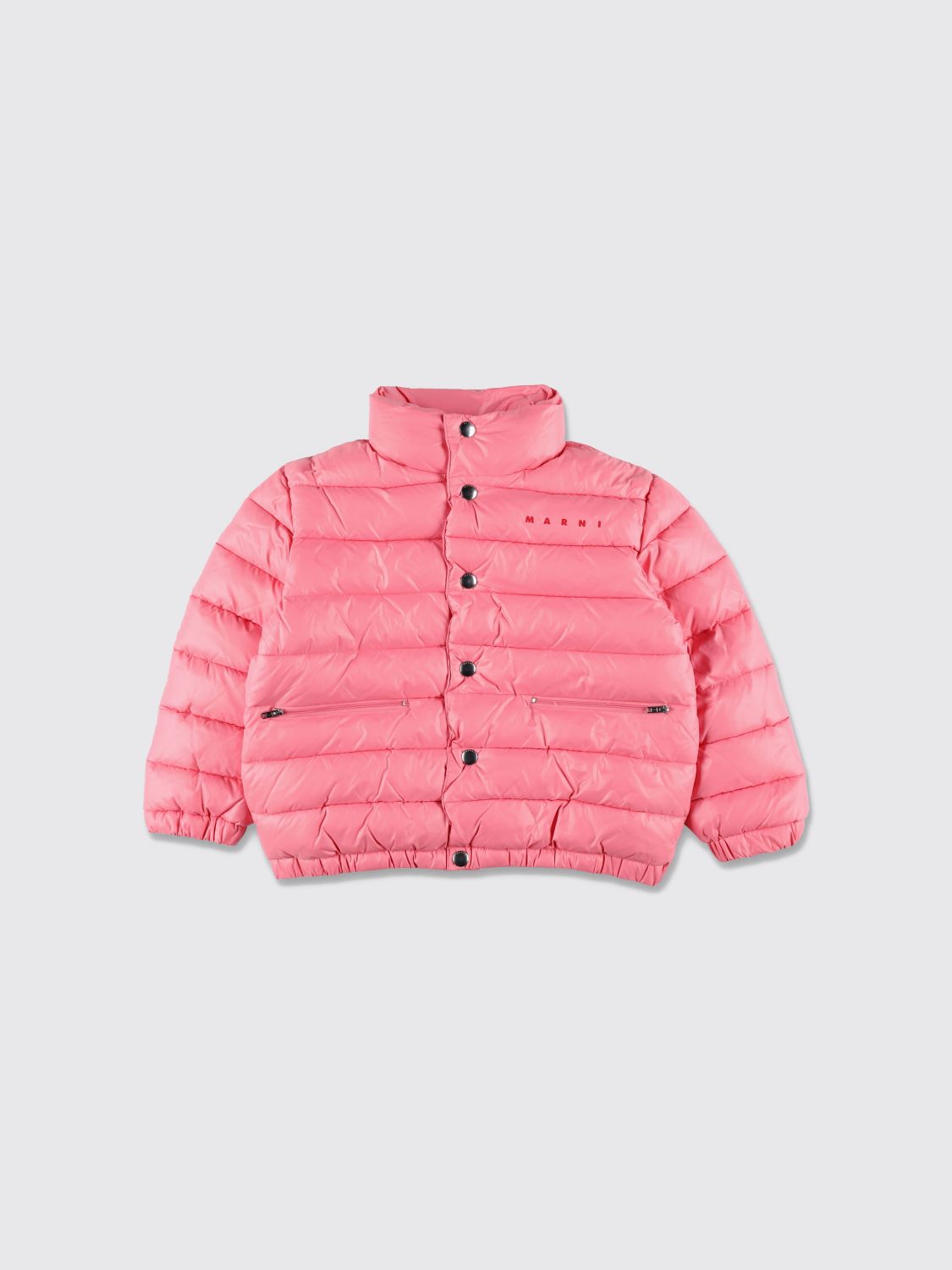 MARNI Kurze Steppjacke für Mädchen aus Nylon mit gesticktem Logo