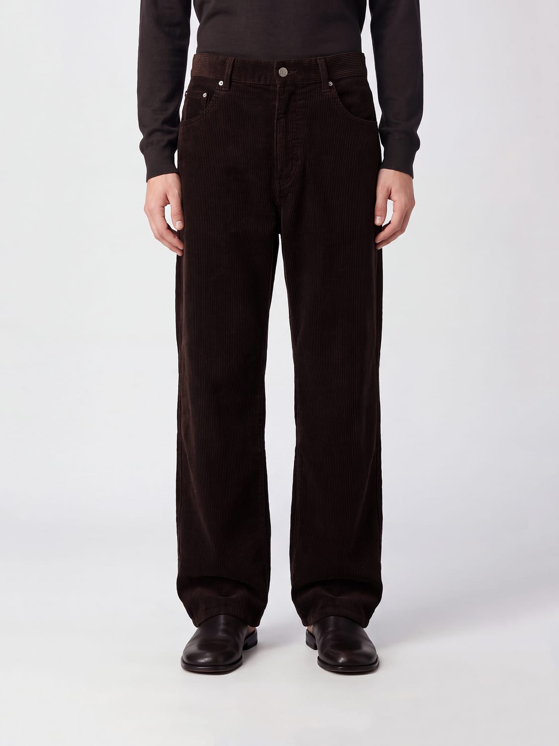 SUNFLOWER Pantaloni a gamba larga in velluto a coste di cotone a cinque tasche