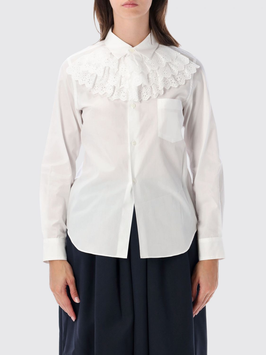 Comme Des Garçons Ruffle-Detail Cotton Shirt