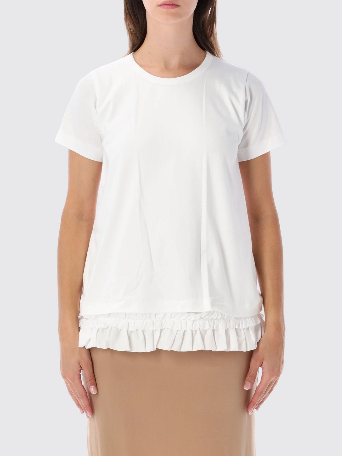 Comme Des Garçons Ruffle-Detail Cotton T-Shirt with Flounced Hem