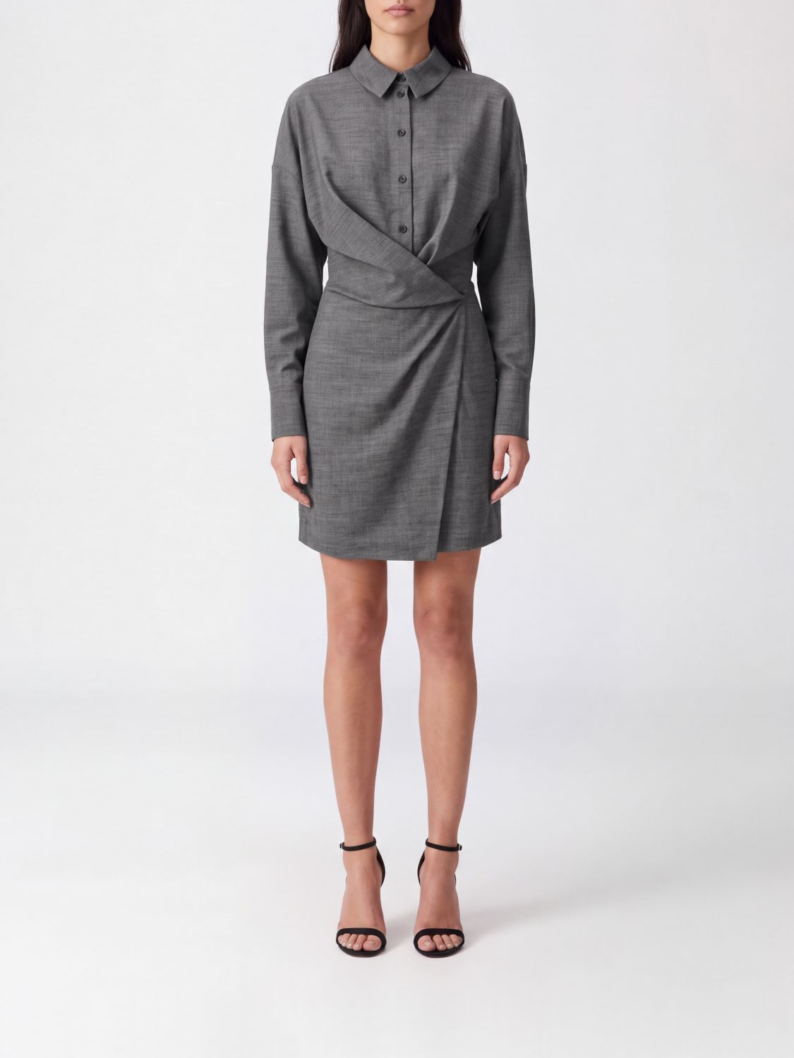 PATRIZIA PEPE Drapiertes Mini-Hemdblusenkleid mit Seitenschlitz