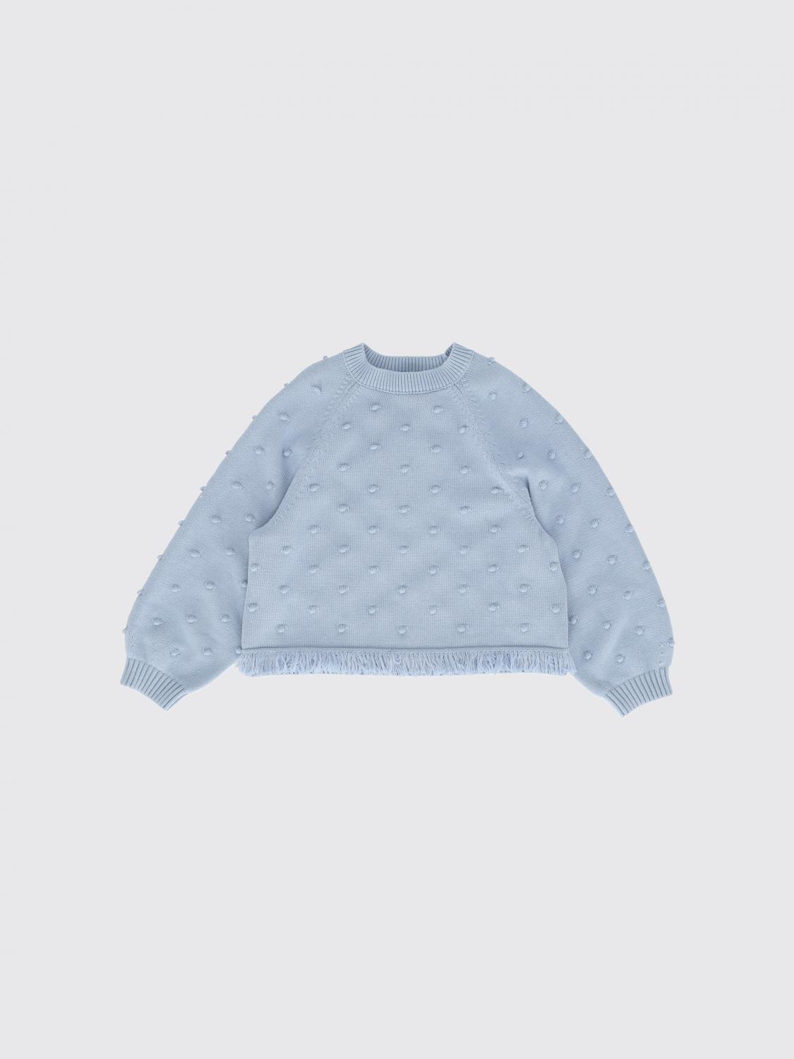 STELLA MCCARTNEY KIDS Girl's Cotton and Wool Jumper with Embroidery and Pom-Poms