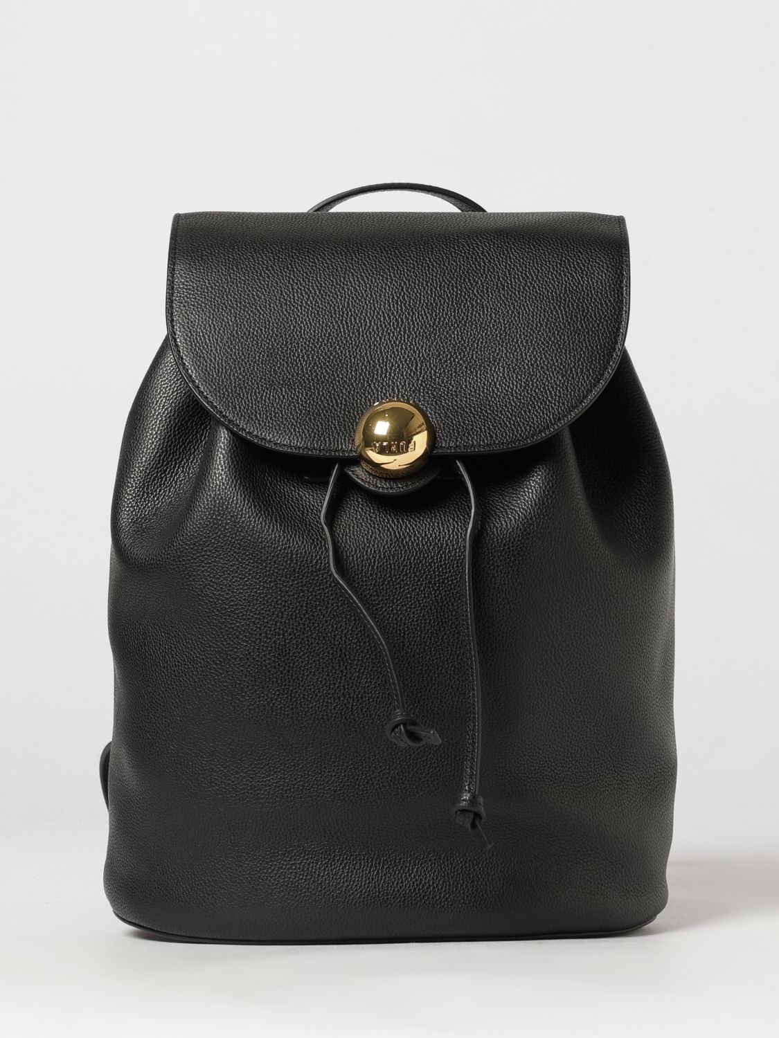 FURLA Zaino in pelle a grana con chiusura a patta e coulisse