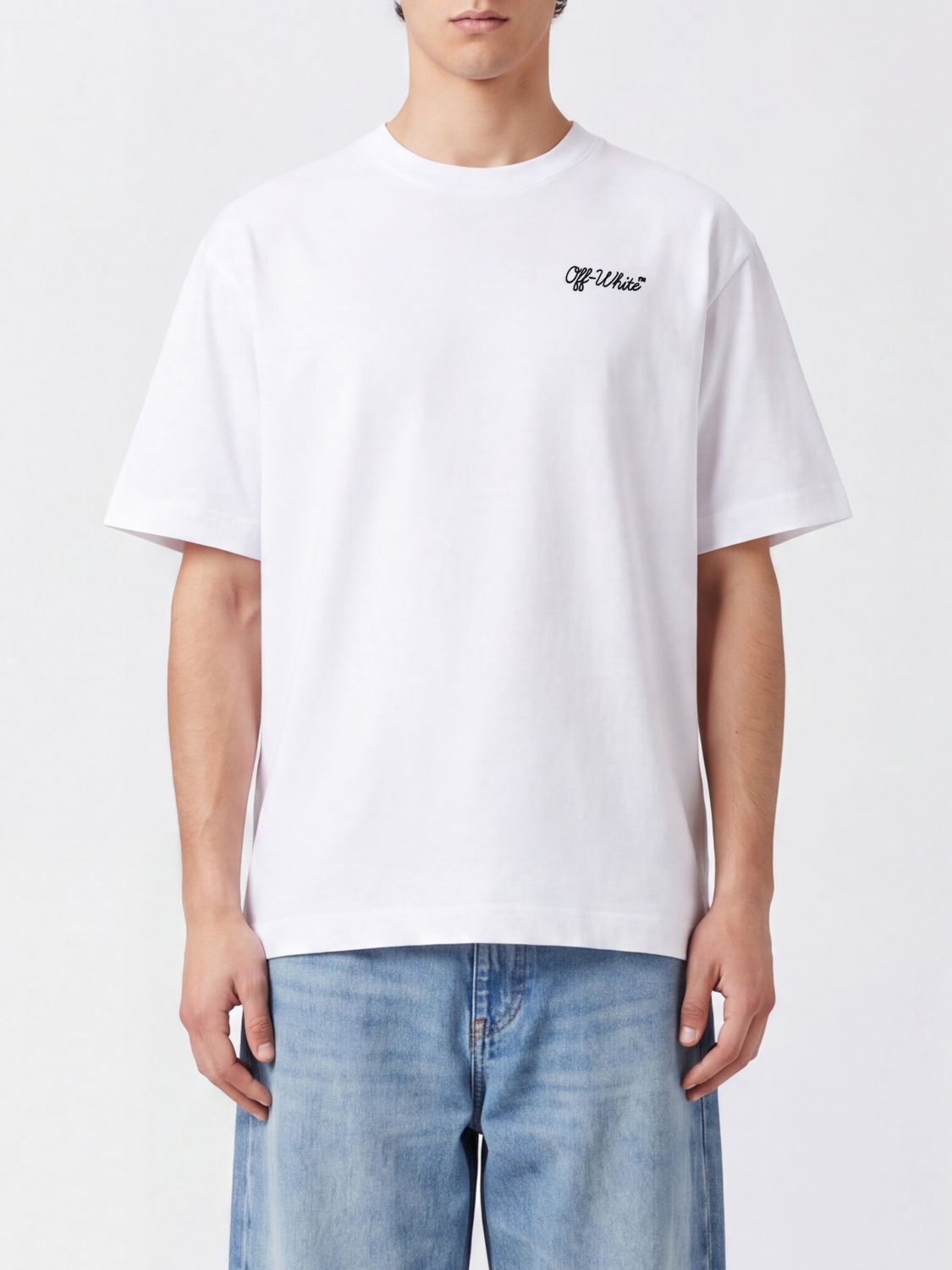 Off-White Kurzärmeliges T-Shirt aus Baumwolle mit Arrow-Logo-Print